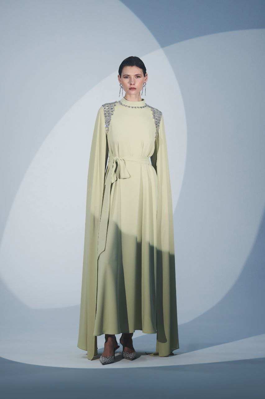 Luxury Beaded Abaya Gowns for Women - Elegant Cape Sleeve Evening Dresses for Special Occasions, Weddings & Formal Events
