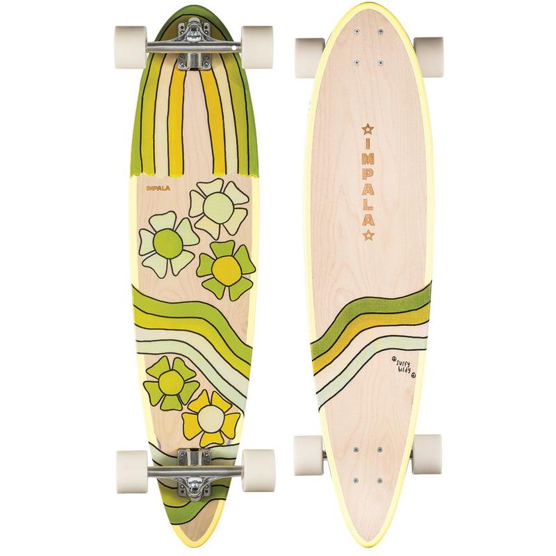 Impala 37 Inch Longboard Skateboard - Jupiter Series with Floral Surfy Birdy Design for Cruising, Carving & Downhill Riding - Perfect for Beginners & Advanced Skaters