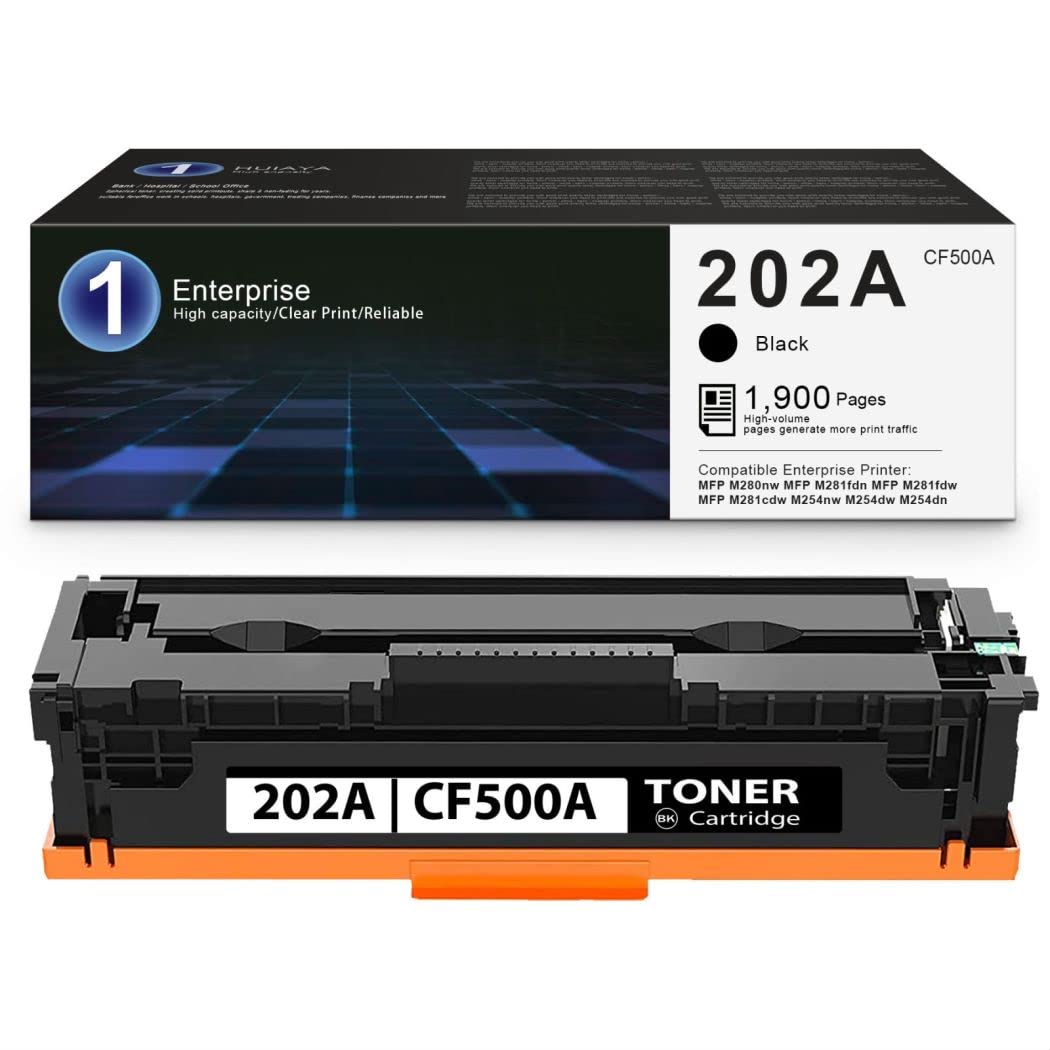 HUIAYA CF500A Black Toner Cartridge - Compatible Replacement for HP 202A (1 Pack) | Works with HP LaserJet Pro MFP M281fdw, M280nw, M281cdw, M254nw, M254dw Printers | Ideal for Office & Home Printing Needs