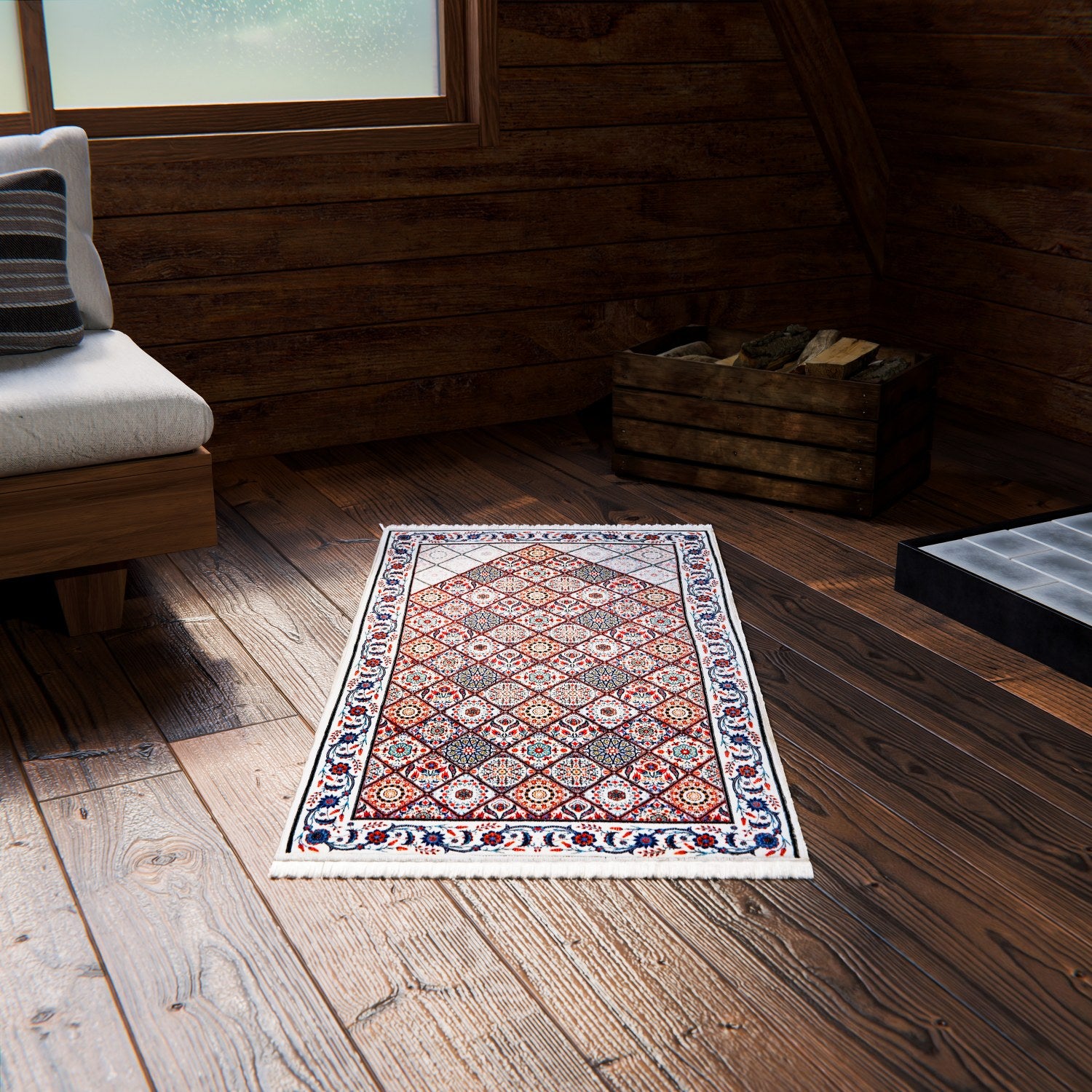 Premium Muslim Prayer Rug - Red & Blue Geometric Islamic Design for Home, Mosque & Travel - Soft & Durable Prayer Mat for Daily Salah & Jummah Prayers