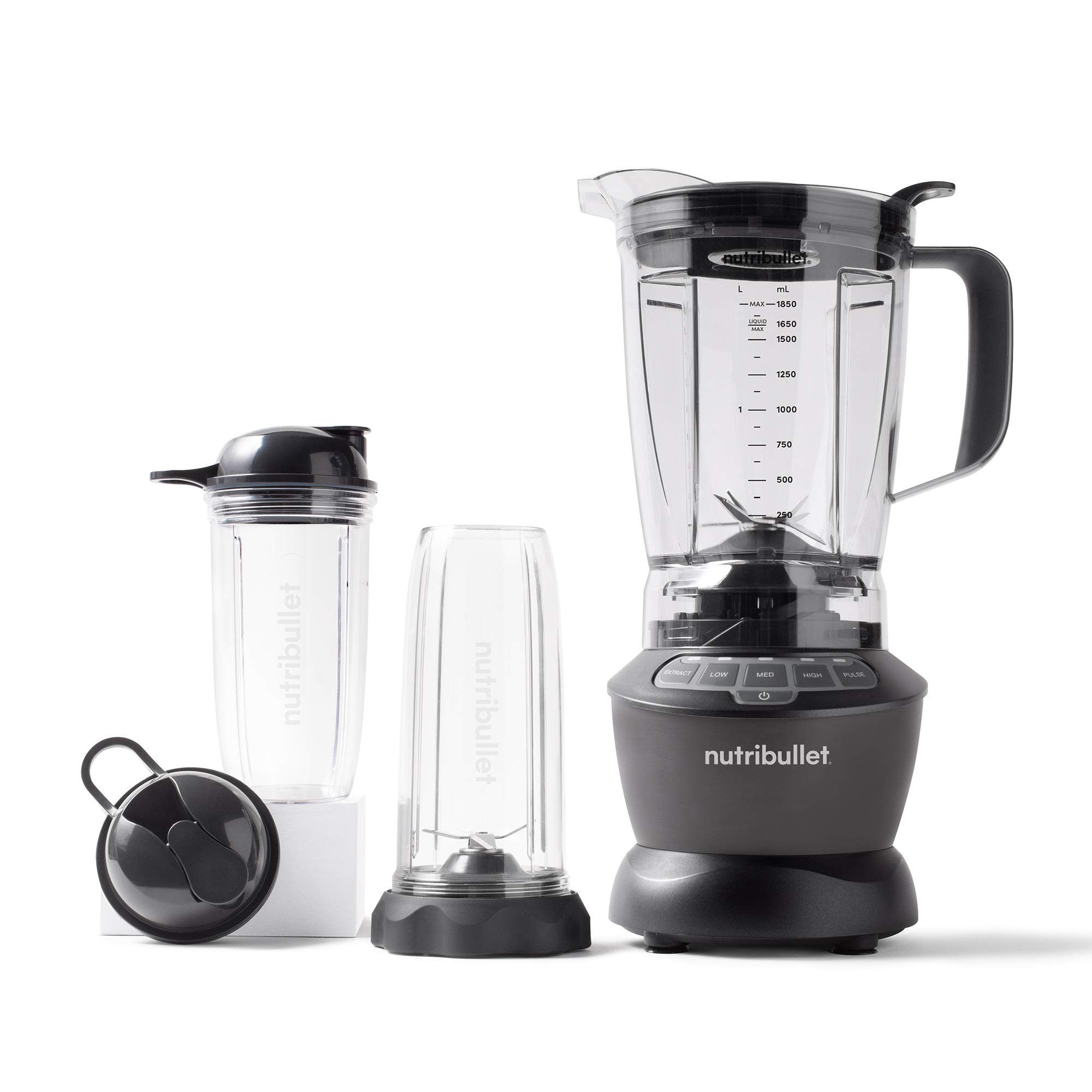 NutriBullet 1200W Blender Combo with Cups - Dark Gray for Smoothies & Shakes