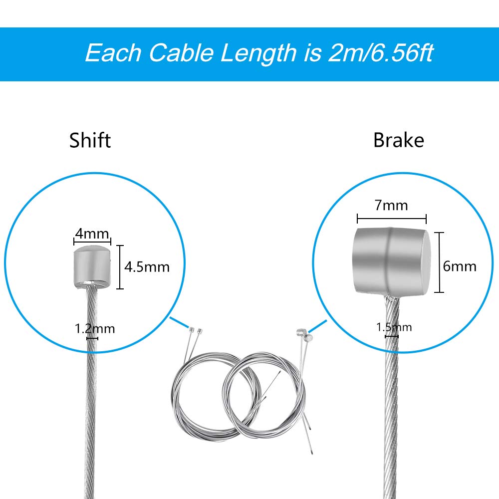 Premium Bike Brake & Shifter Cable Set - 18PC Universal Bicycle Gear Wire Replacement Kit for Mountain/Road Bikes | Durable Inner Cables for Smooth Braking & Gear Shifting | Perfect for DIY Repairs & Maintenance