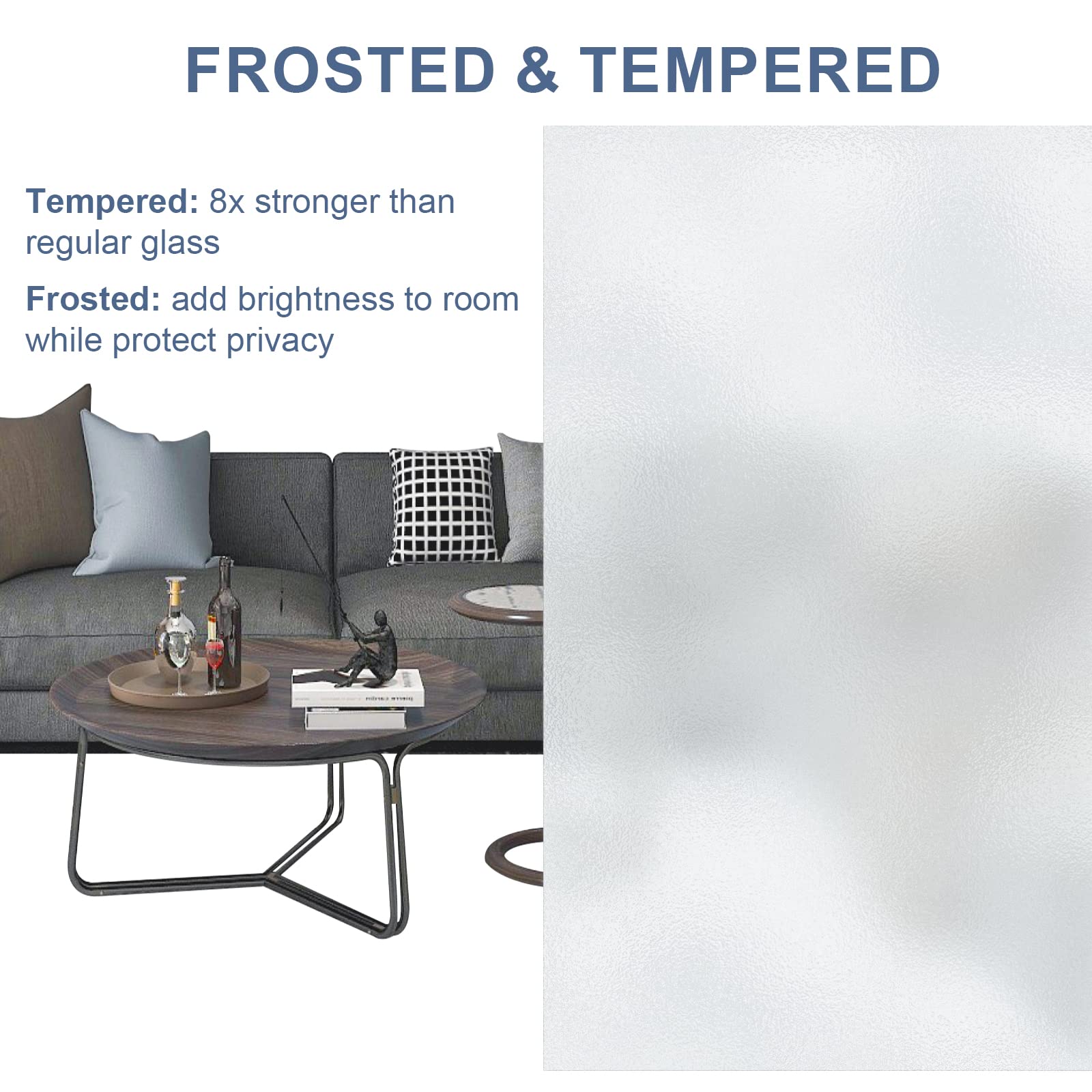 WINSTELLAR 30x80 Frosted Tempered Glass Door Slab - Paintable Interior Shaker Style - Perfect for Living Room, Pantry & Laundry Room - Works as Prehung, Pocket, French or Barn Door - White Prefinished - Ideal for Modern Homes & Office Spaces