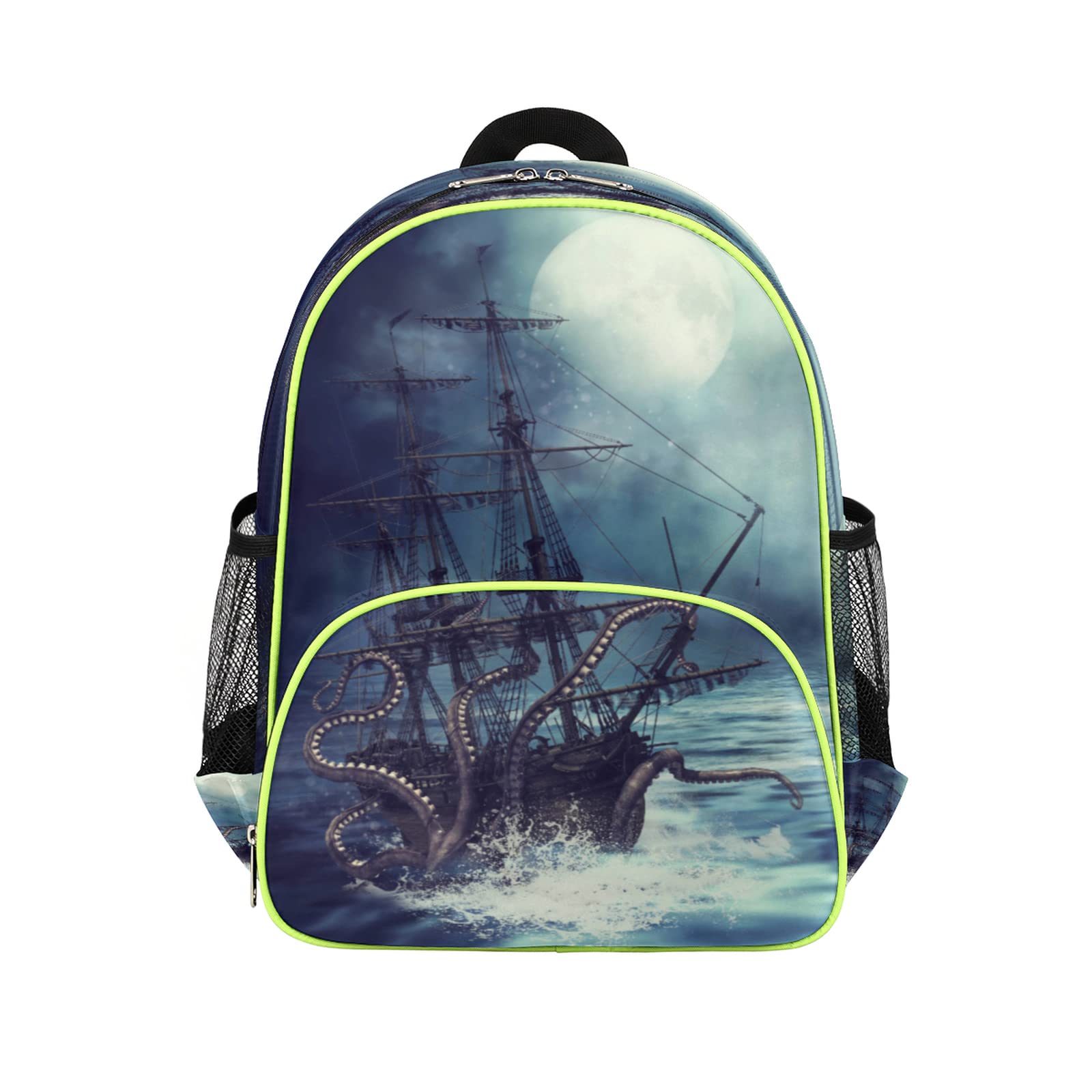 Adorable Pirate Ship Octopus Kids Backpack for Boys & Girls - Lightweight Toddler Bookbag for Kindergarten, Preschool & Travel - Adjustable Chest Strap | Perfect for School, Daycare & Family Outings