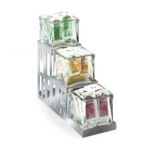 1604-55 Plastic Jar Display - 4'' x 12'' x 10.5'' Three-Tier Shelf for Retail Stores & Supermarkets - Perfect for Organizing Cosmetics, Candies, and Small Merchandise