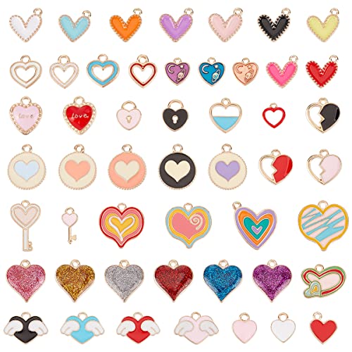1 Box 100pcs Assorted Heart Charms