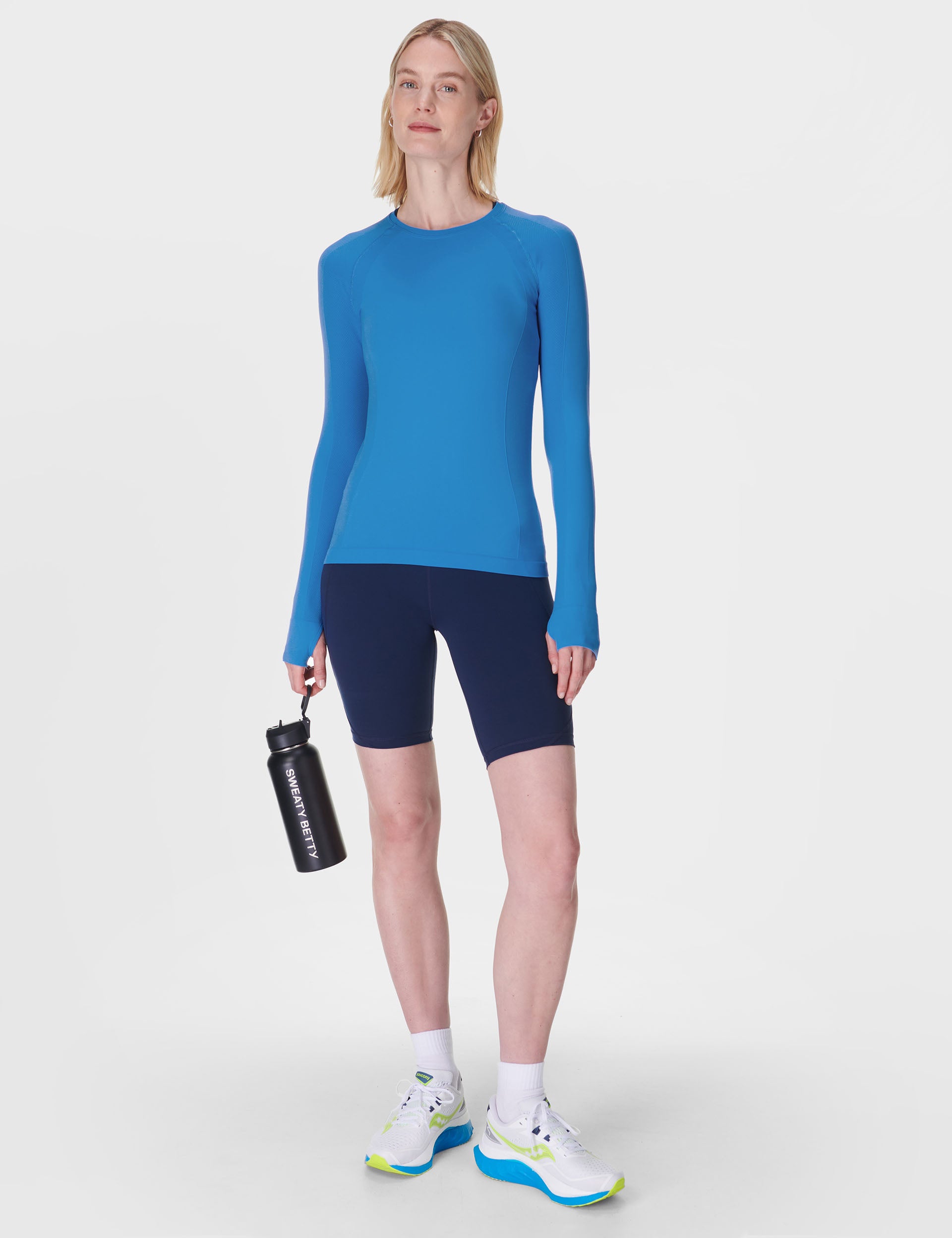 High-Performance Seamless Gym Long Sleeve Workout Top for Women & Men - Moisture-Wicking, Breathable Tidal Blue Athletic Shirt - Perfect for Yoga, Running & Gym Training