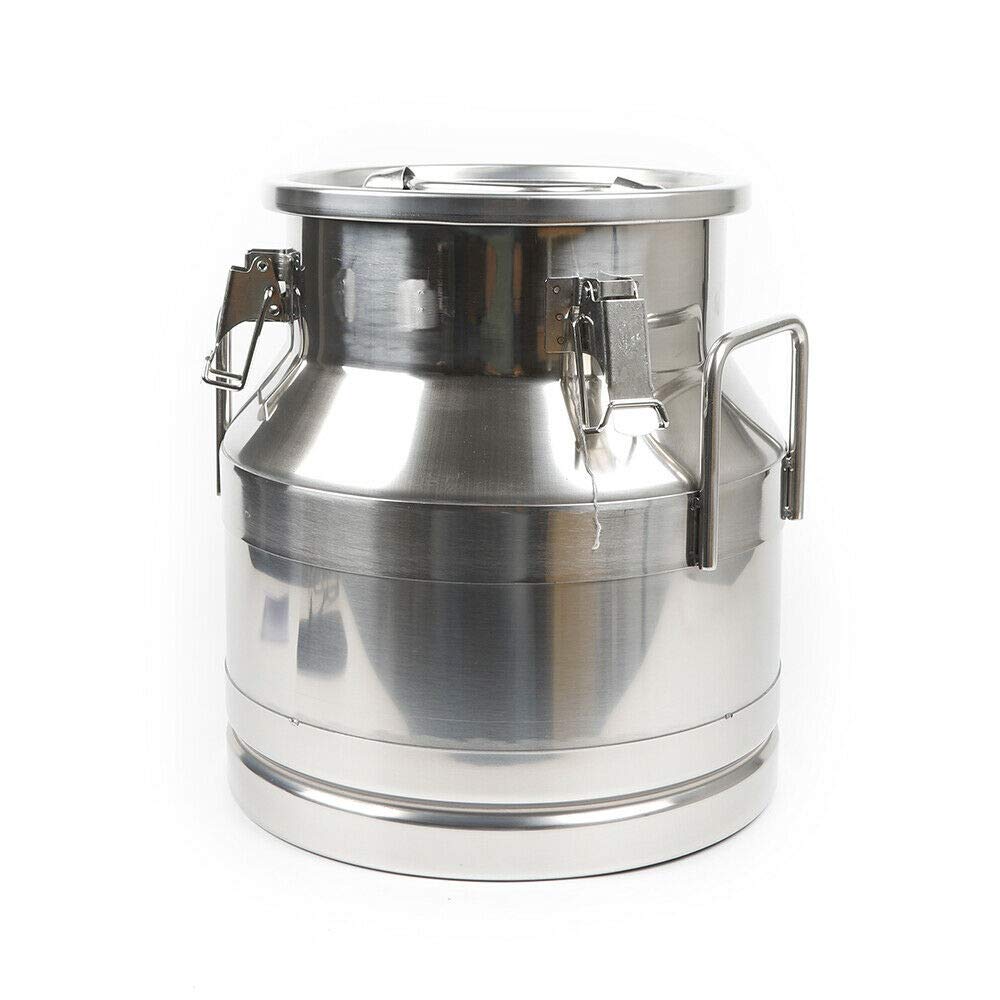 Stainless Steel Milk Can 20L/5.25Gal - Food Grade Dairy Storage Container for Milk, Cream & Cheese - Perfect for Farm, Kitchen & Commercial Use (Silver)