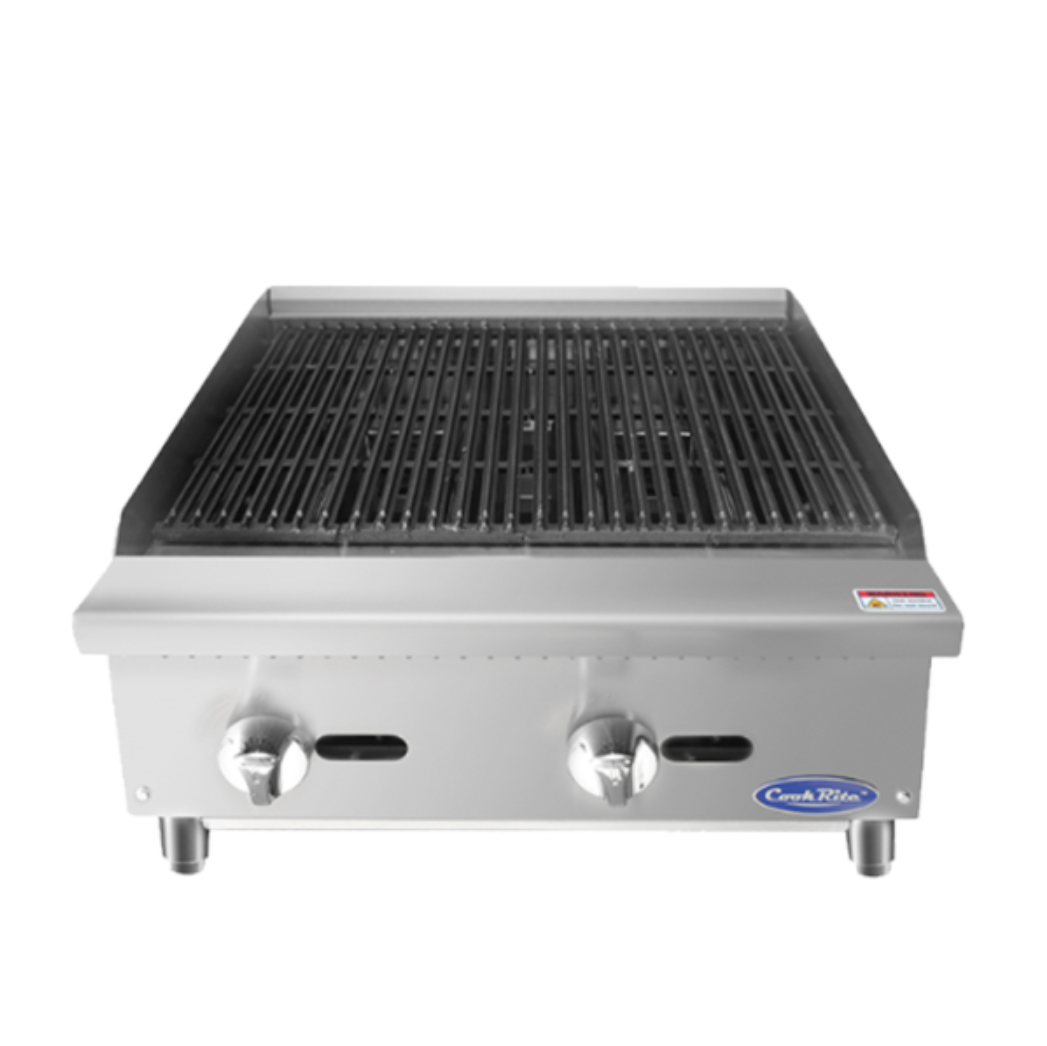 Atosa CookRite 24 Inch Commercial Countertop Charbroiler - 70,000 BTU Natural Gas Grill for Restaurants & Catering - Perfect for Burgers, Steaks & Seafood Grilling