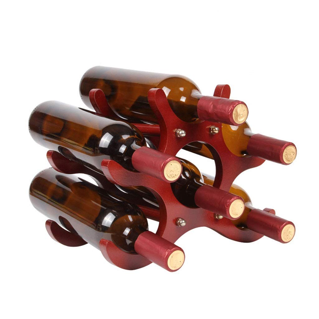 Solid Wood Wine Rack Holder - Free Standing 6-Bottle Wine Organizer Shelf for Living Room, Bar & Restaurant Display - Durable Wine Bottle Storage Solution for Home Entertaining & Commercial Use