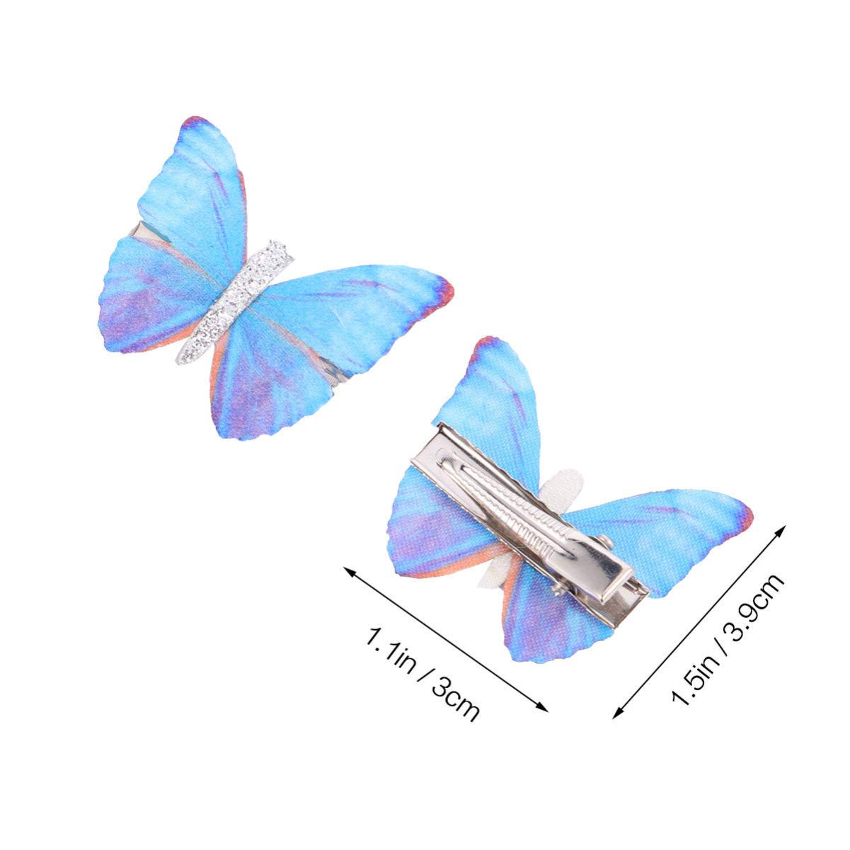 5Pcs Butterfly Hair Clips - Mini Glitter Barrettes for Girls & Women - Fairy Bobby Pins for Wedding, Party, Bridal Accessories (Blue) - Perfect for Everyday Wear, Special Occasions & Gift Giving