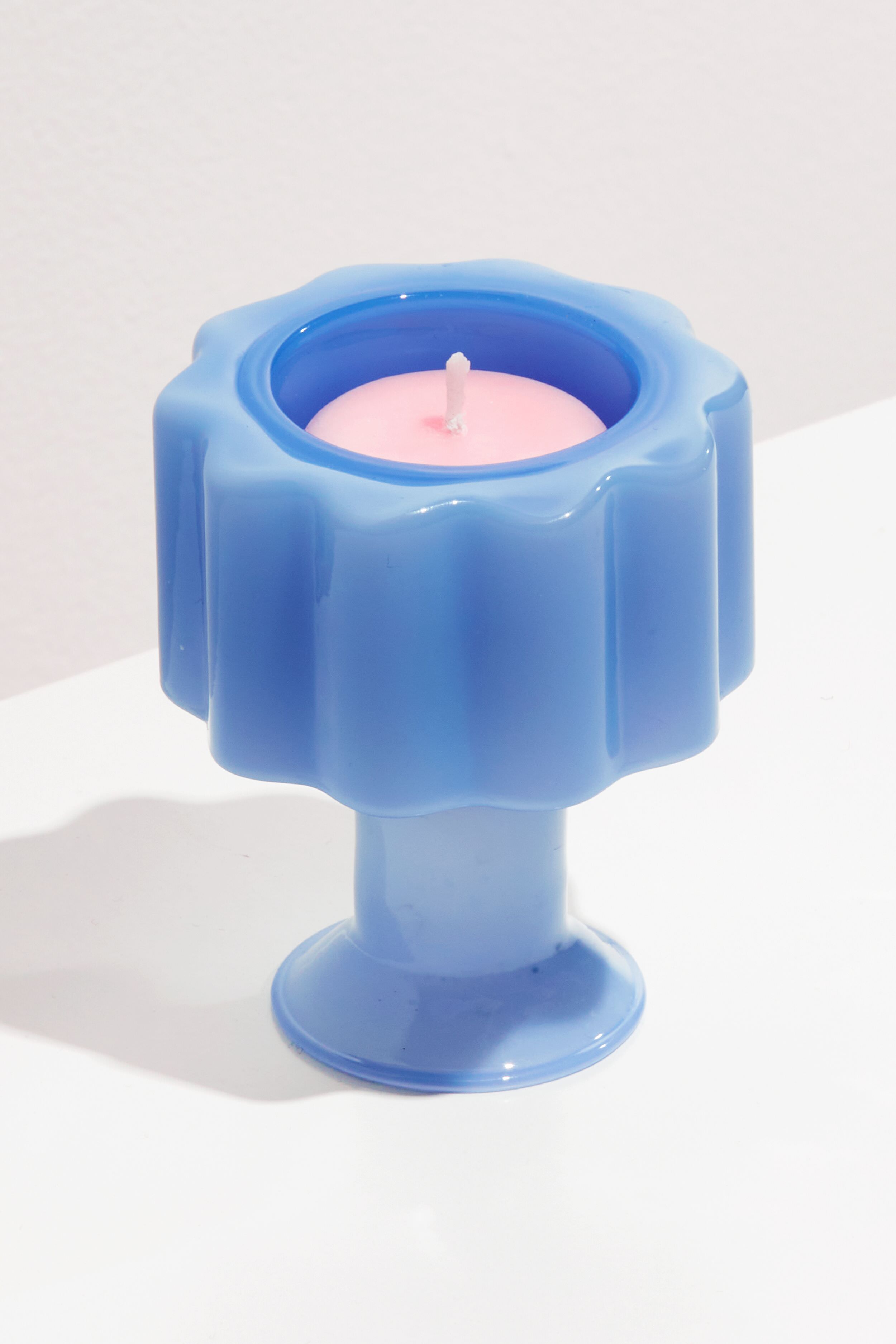Blue Wave Glass Candle Holder - Elegant Home Decor for Living Room, Bedroom & Wedding Centerpieces