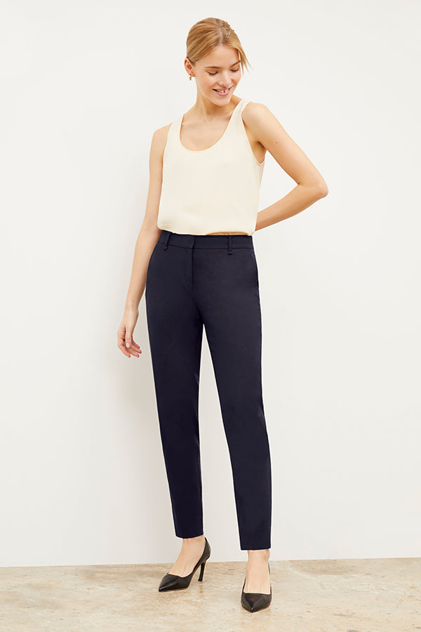 Premium Washable Wool Twill Mejia Pants - Dark Navy | Comfortable & Durable Office Wear & Travel Essentials