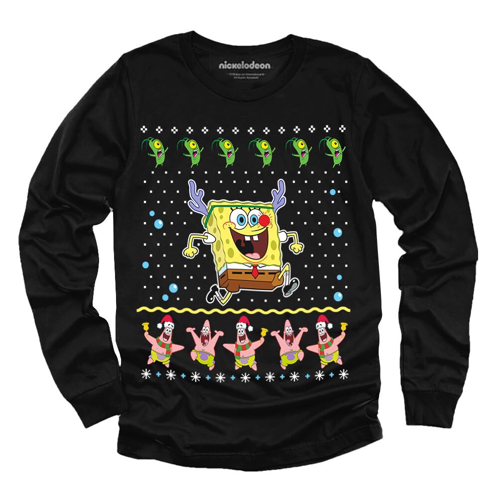 Tstars Spongebob Christmas Shirt | Kids Holiday Sweater | Tacky Xmas Sweatshirt for Toddler Boys & Girls | Fun Family Matching Outfits for Christmas Parties