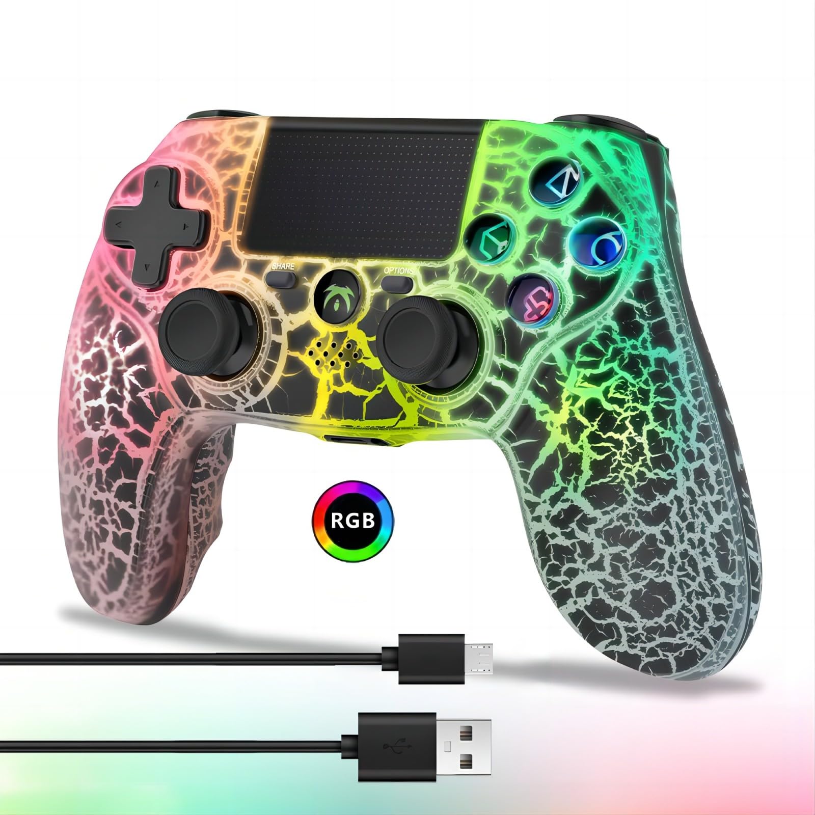 DYONDER Wireless PS4 Controller - Dual Vibration, 6-Axis Motion Sensor, Audio Function - Compatible with PS4/PC/iOS (Black) | Perfect for Gaming, Streaming & Multiplayer Sessions