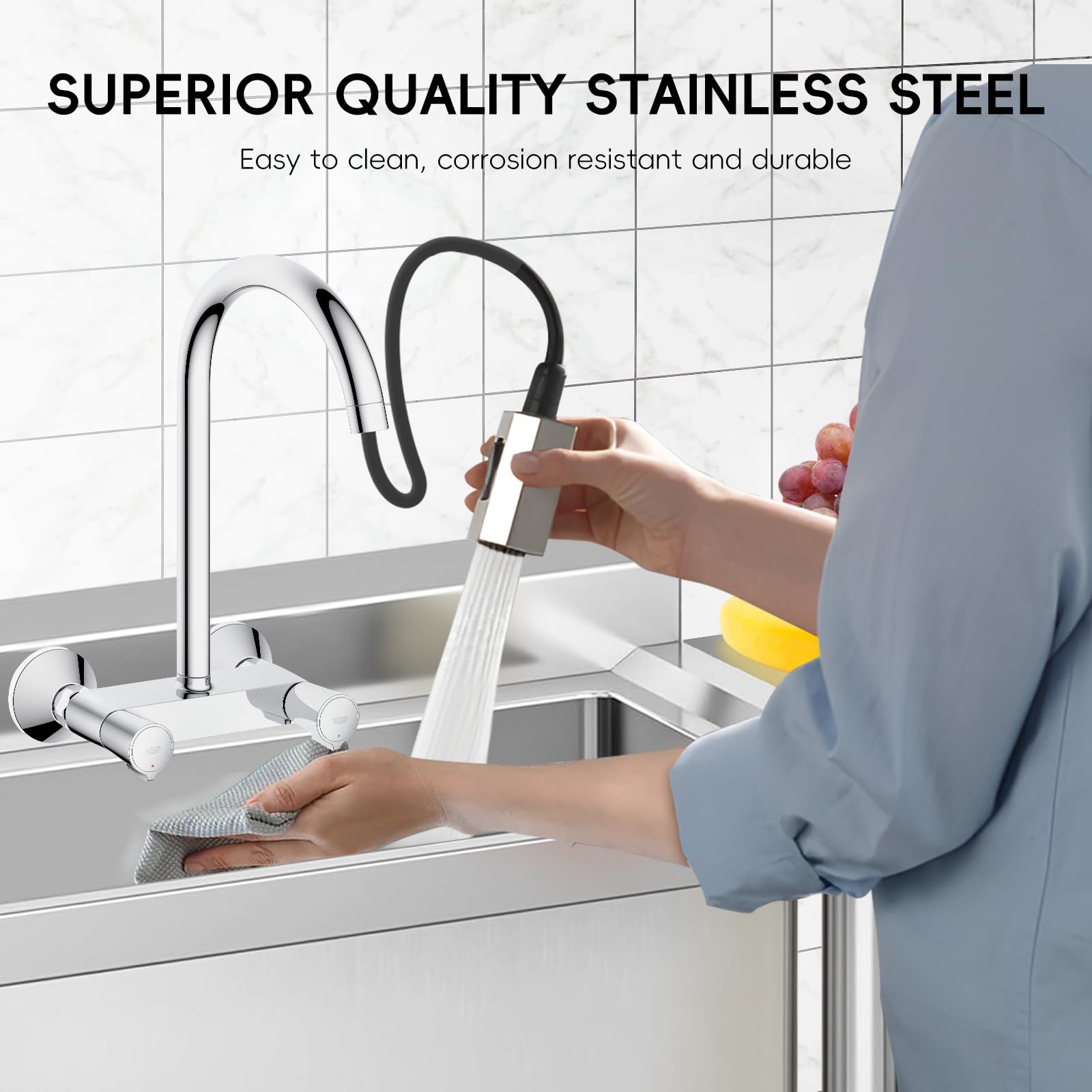 GARVEE 3-Compartment Stainless Steel Commercial Kitchen Sink - Heavy Duty Utility Prep Sink for Restaurants, Laundry, Garage & Workshop (39.3