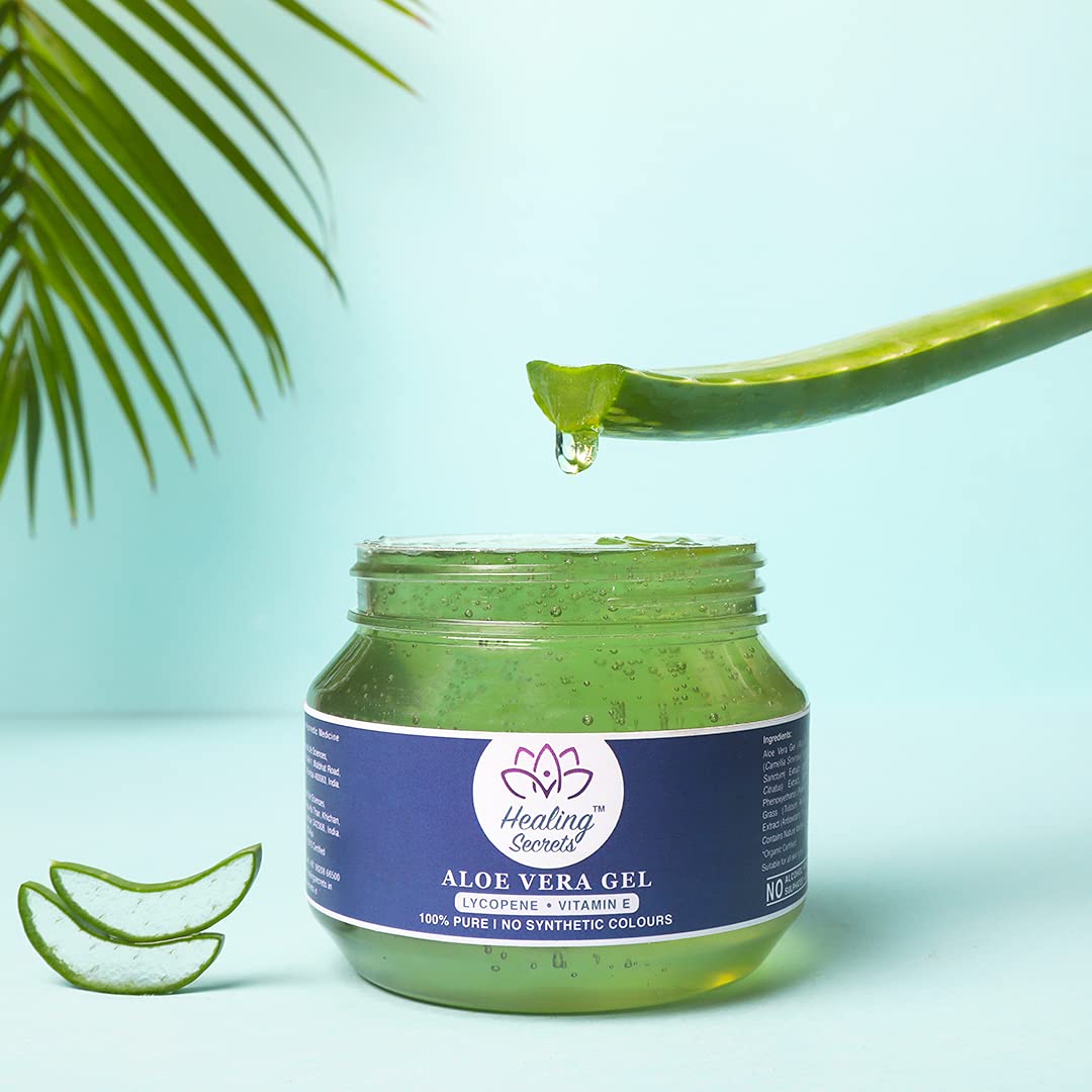Pure Aloe Vera Gel 250g - Natural Skin Care for Face, Body & Hair | Enriched with Lycopene & Vitamin E | No Synthetic Colors | Soothing Sunburn Relief, Moisturizer & Hair Treatment | Multipurpose Healing Gel for Dry Skin & Scalp
