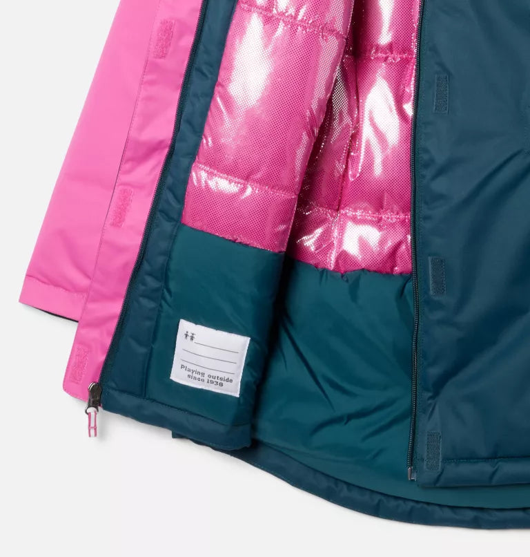 Columbia Women's Night Wave/Pink Ice Hikebound Long Insulated Jacket - Waterproof Winter Coat for Hiking, Skiing & Outdoor Adventures