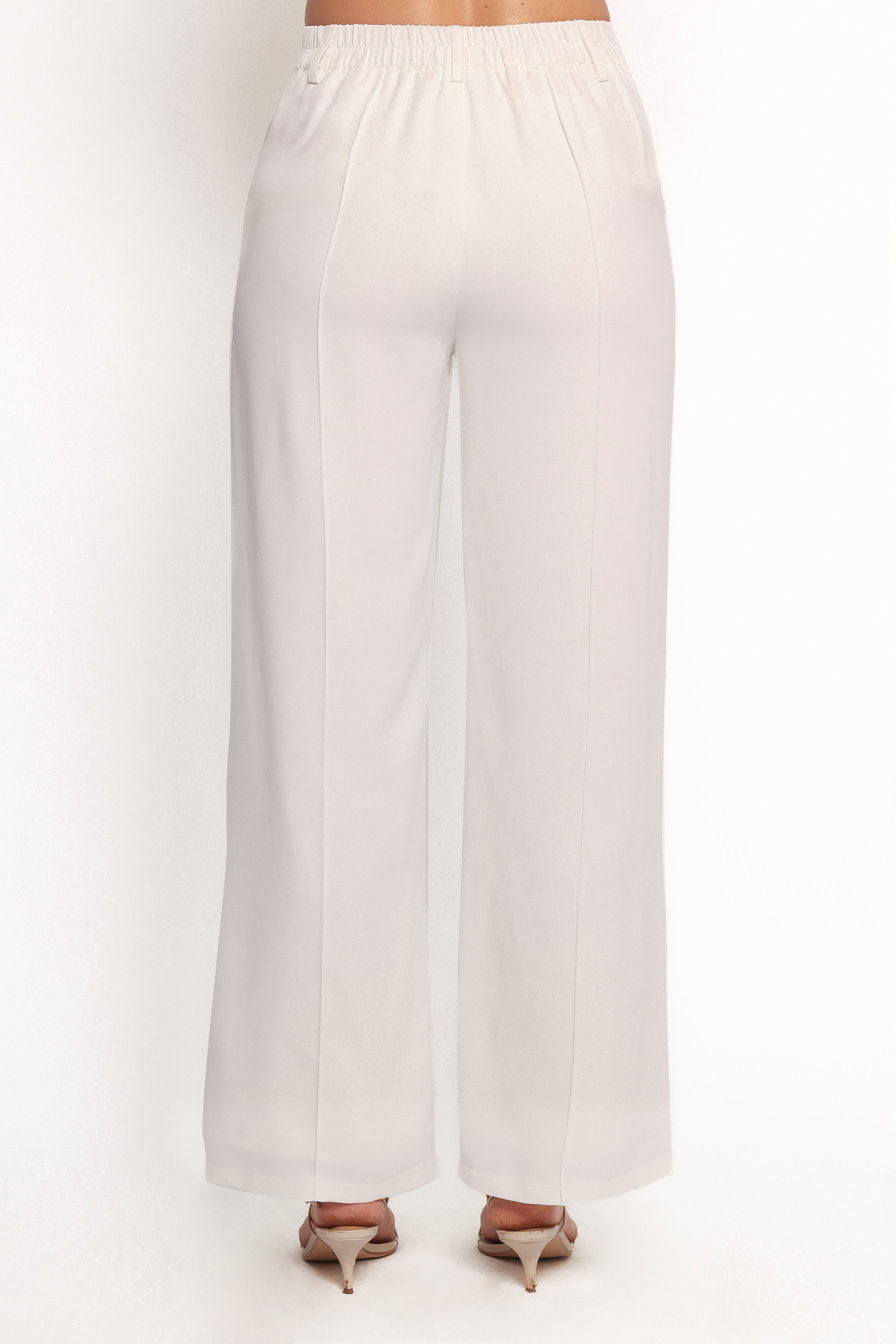Celia Pants for Women - High Waisted White Trousers with Stretchy Comfort | Perfect for Office Wear, Casual Outfits & Travel