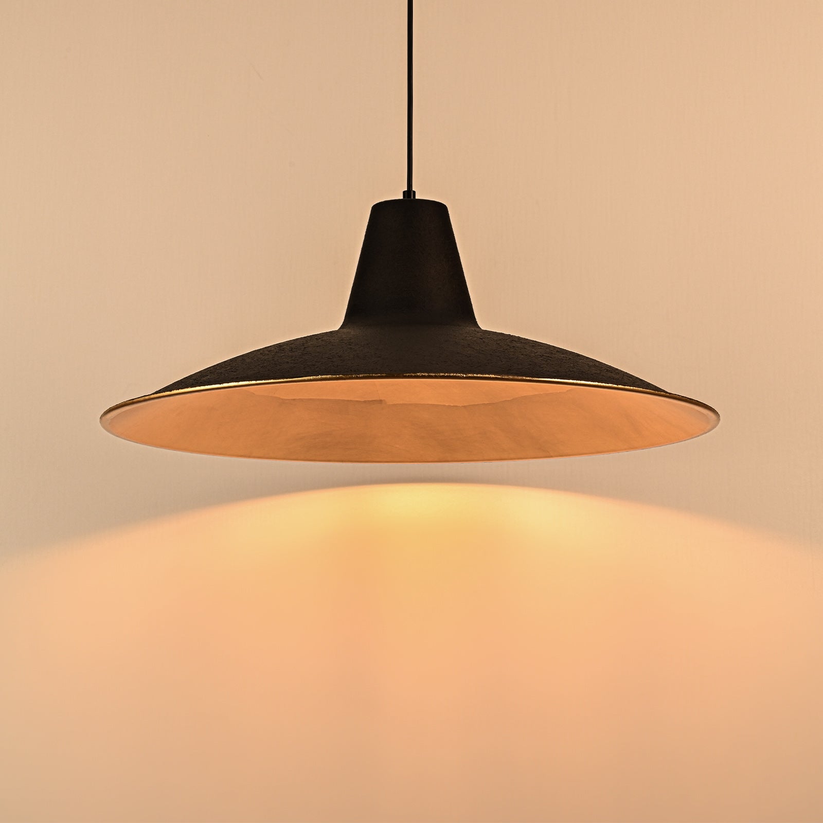 Glowlings 26-Inch Wide Farmhouse Pendant Light - Antique Black Textured Dome Ceiling Fixture, 26W LED Compatible - Perfect for Kitchen Island, Dining Room & Entryway Lighting