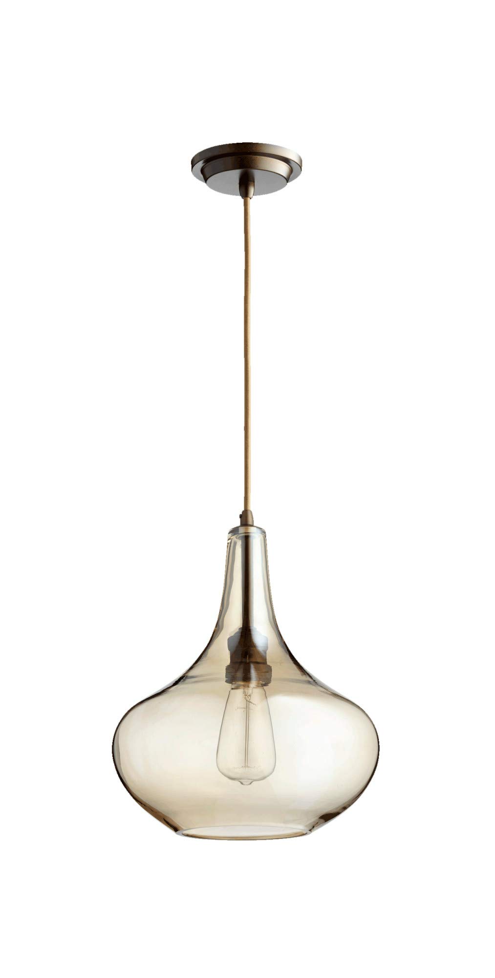 Quorum 8004-14 Chrome Finish Transitional One Light Pendant - Filament Collection for Modern Dining Room & Kitchen Island Lighting