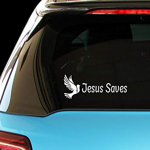 Jesus Saves Religious Christian Vinyl Decal - Waterproof Car, Laptop & Wall Sticker for Faithful Expression - Perfect for Vehicles, Electronics & Home Decor