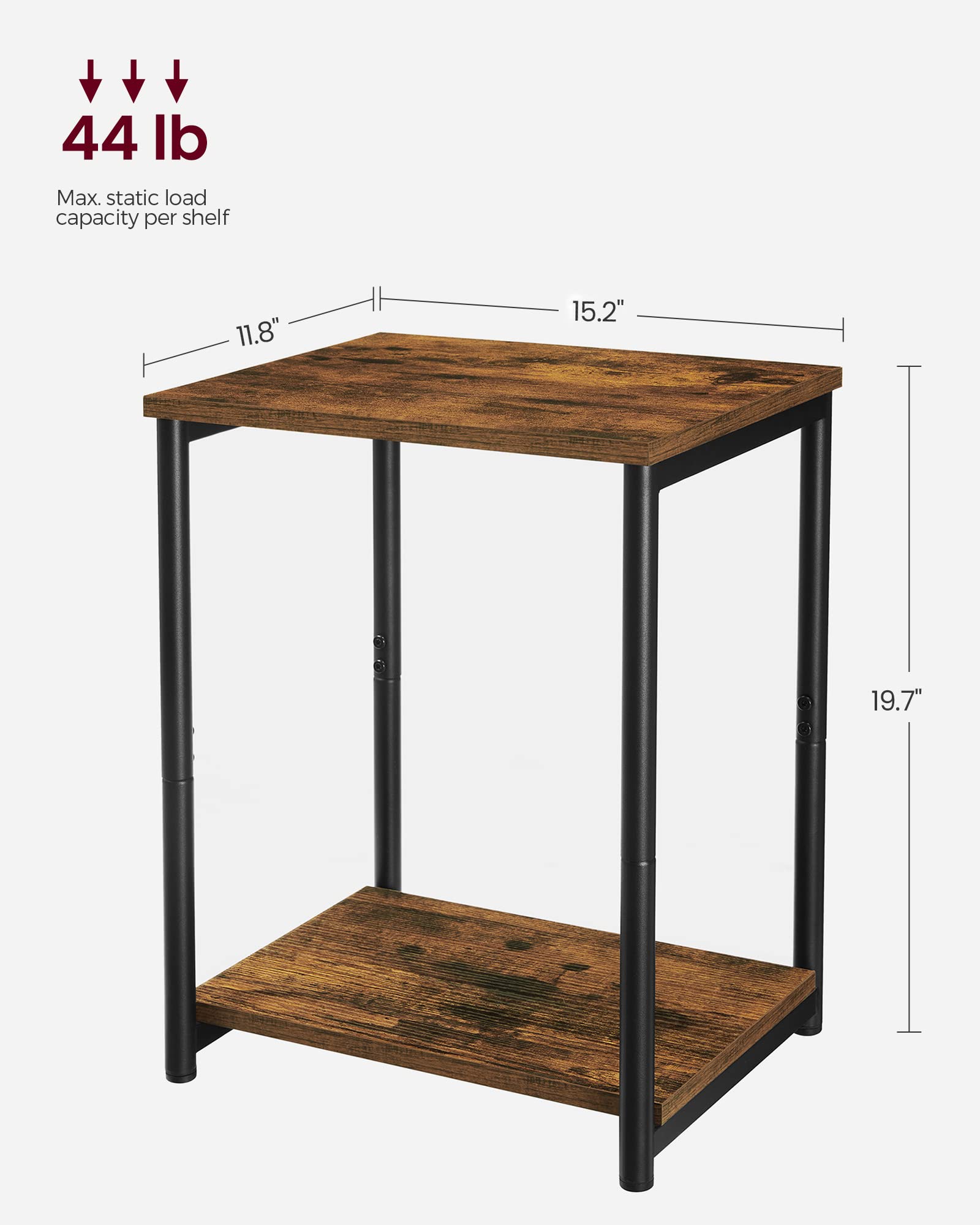 VASAGLE 2-Piece Side Table Set, Small End Table & Nightstand for Living Room, Bedroom, Office, Bathroom - Rustic Brown & Black ULET272B01 | Perfect for Coffee Table, Sofa Side Table, Bedside Nightstand & Bathroom Storage