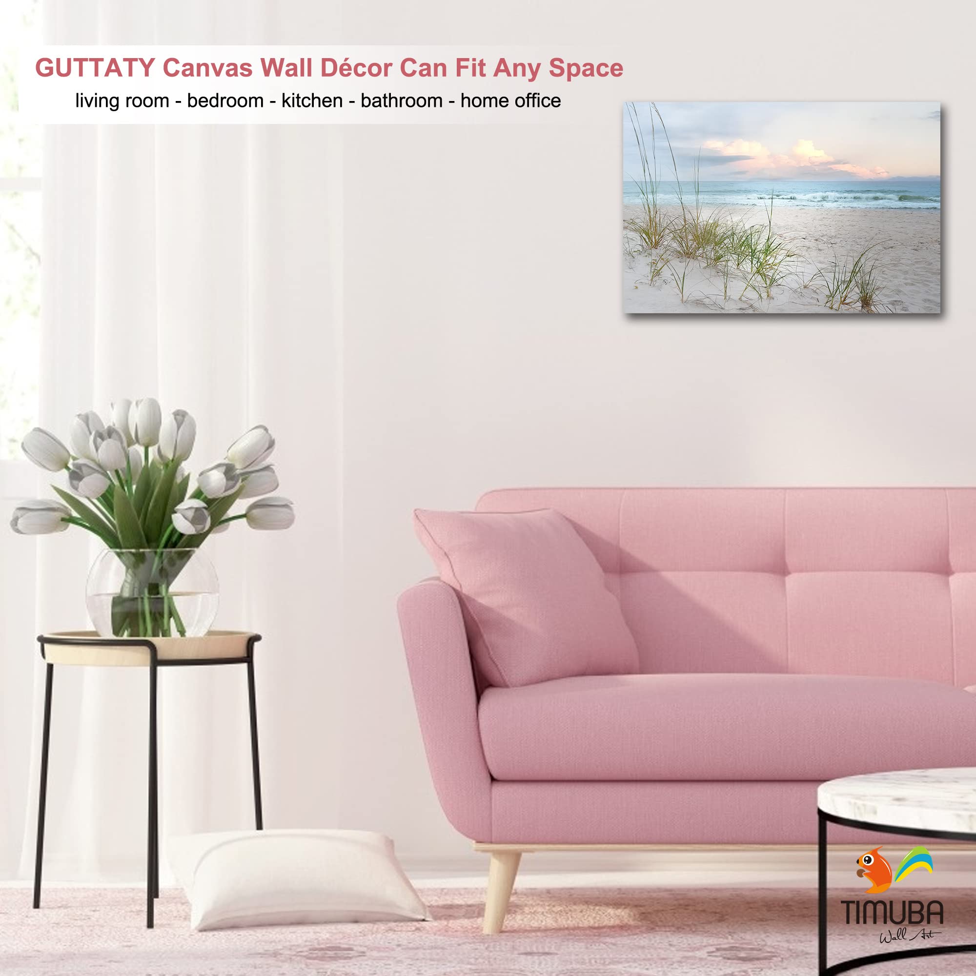 TIMUBA Beach Canvas Wall Art - 12x18 Inch Coastal Landscape Painting for Living Room & Bathroom Decor - Ocean Themed Wall Decor Perfect for Beach House, Vacation Homes & Coastal Interior Design