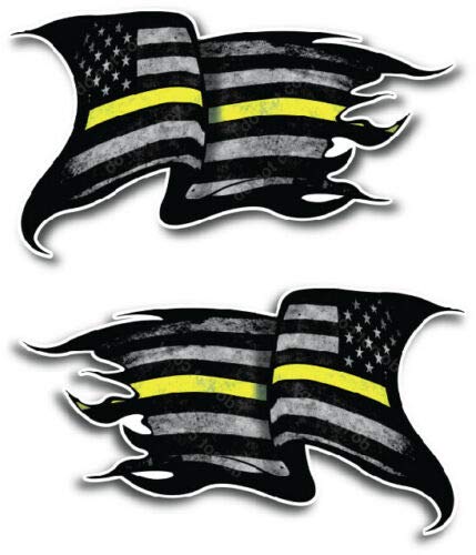 Premium Thin Gold Yellow Line USA American Flag Vinyl Decal Sticker - Patriotic Car Truck Window Decoration for Vehicles, Laptops & Home Decor