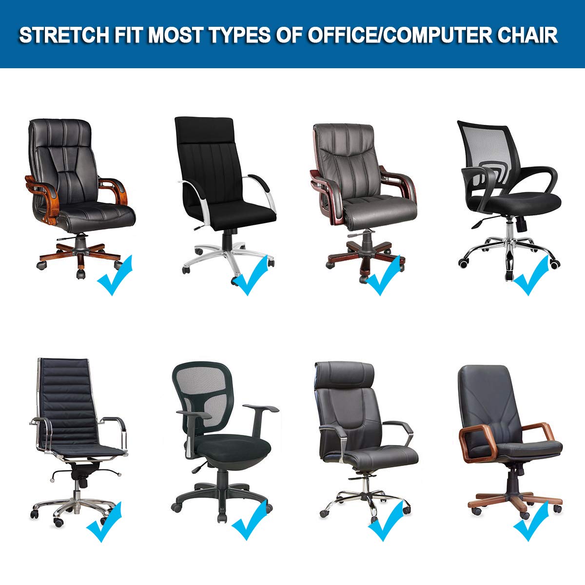 WOMACO Stretchable Office Chair Cover - Universal Computer & Boss Chair Slipcover, Modern Minimalist Design, High Back Support (Size: Medium) - Perfect for Home Office, Gaming & Conference Rooms