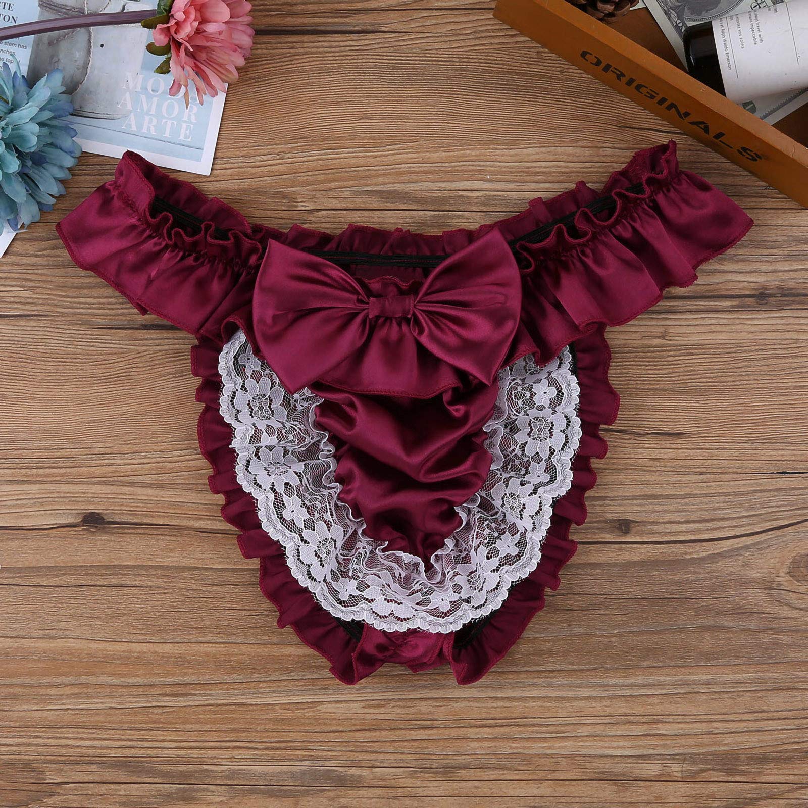 Sexy Lace G-String Thong Underwear for Men - Low Rise Briefs with Open Design, Comfortable Winter Lingerie for Crossdressing & Sensual Wear - Perfect for Intimate Moments, Role Play and Special Occasions