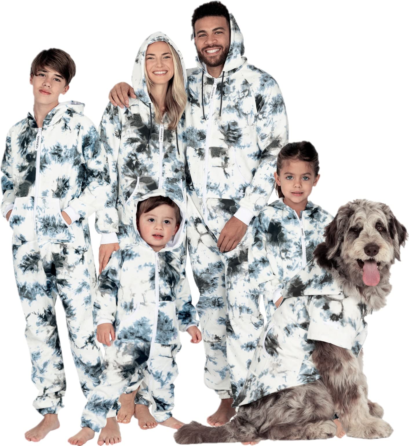 Family Matching Hoodie Onesies - Footless One-Piece Pajamas for Boys, Girls, Men & Women | Cozy Pet Sweaters Included | Perfect for Family Movie Nights, Holiday Photos & Matching Outfits