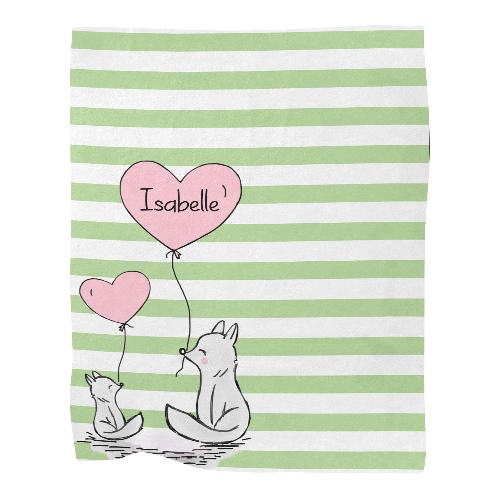 Personalized Baby Blanket with Funny Fox Stripes - Super Soft Fleece Nursery Blanket 30x40 Inches for Boys & Girls - Perfect for Birthdays, Baby Showers & Nursery Decor