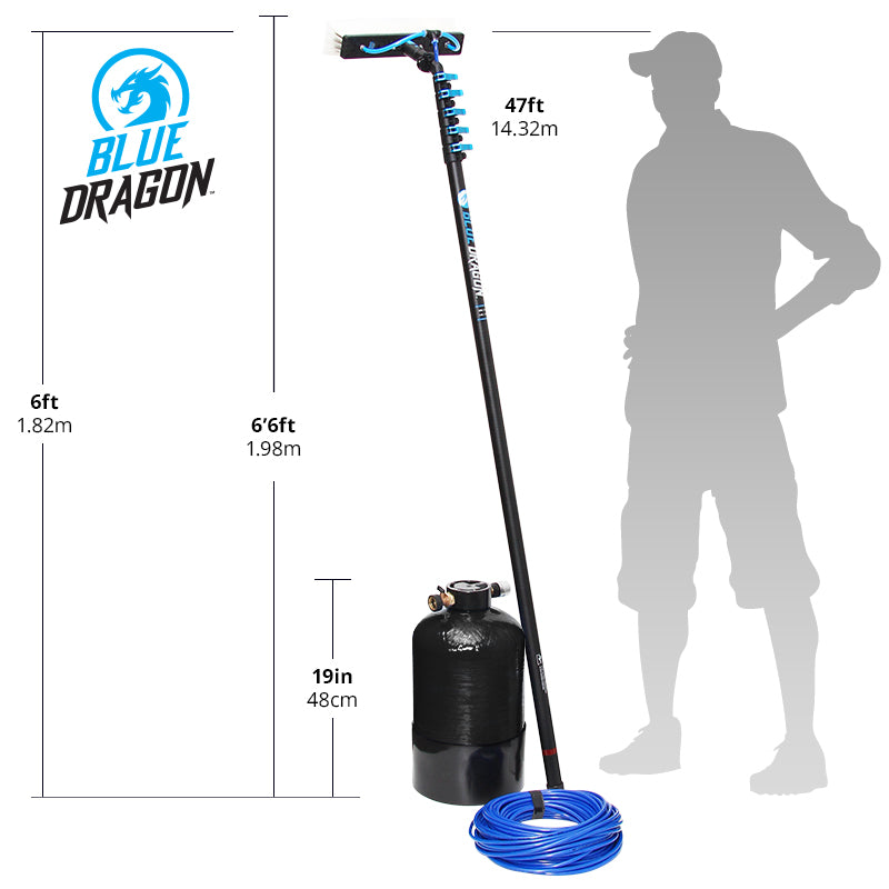 Blue Dragon Water Fed & DI Tank Starter Kit - Black | Professional Window Cleaning System for Home & Commercial Use