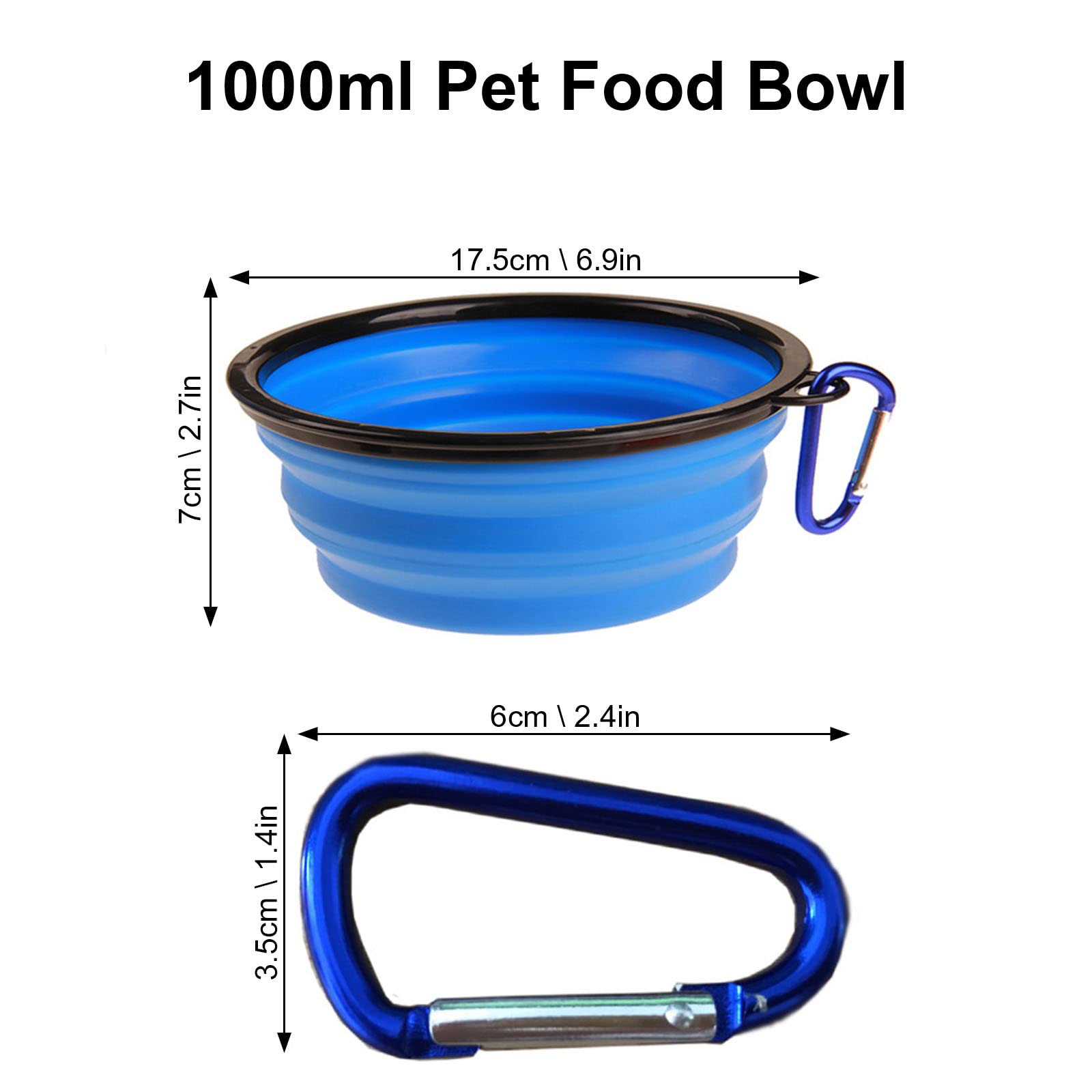FrenchyB Collapsible Dog Bowl 2 Pack - Foldable & Expandable 1000ml Silicone Pet Food & Water Dish for Dogs & Cats | Portable Travel Bowls for Hiking, Camping & Outdoor Adventures (Blue & Green)