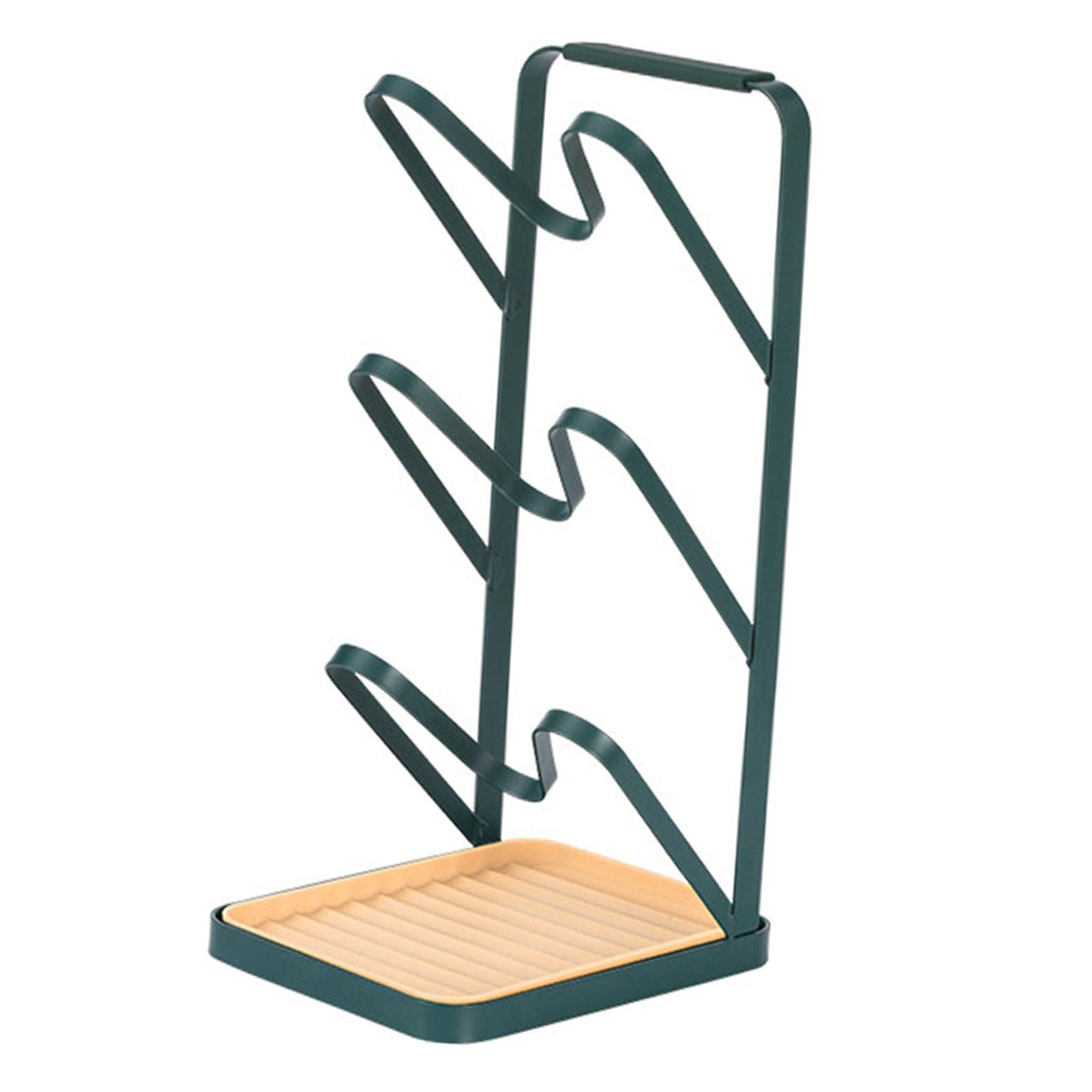 Bddalpke Pot Lid Holder & Pan Organizer - Sturdy Kitchen Storage Rack for Spoon & Pot Lids - Space Saving Shelf for Cabinet or Countertop - Green (Perfect for Small Kitchens & Organized Cooking)
