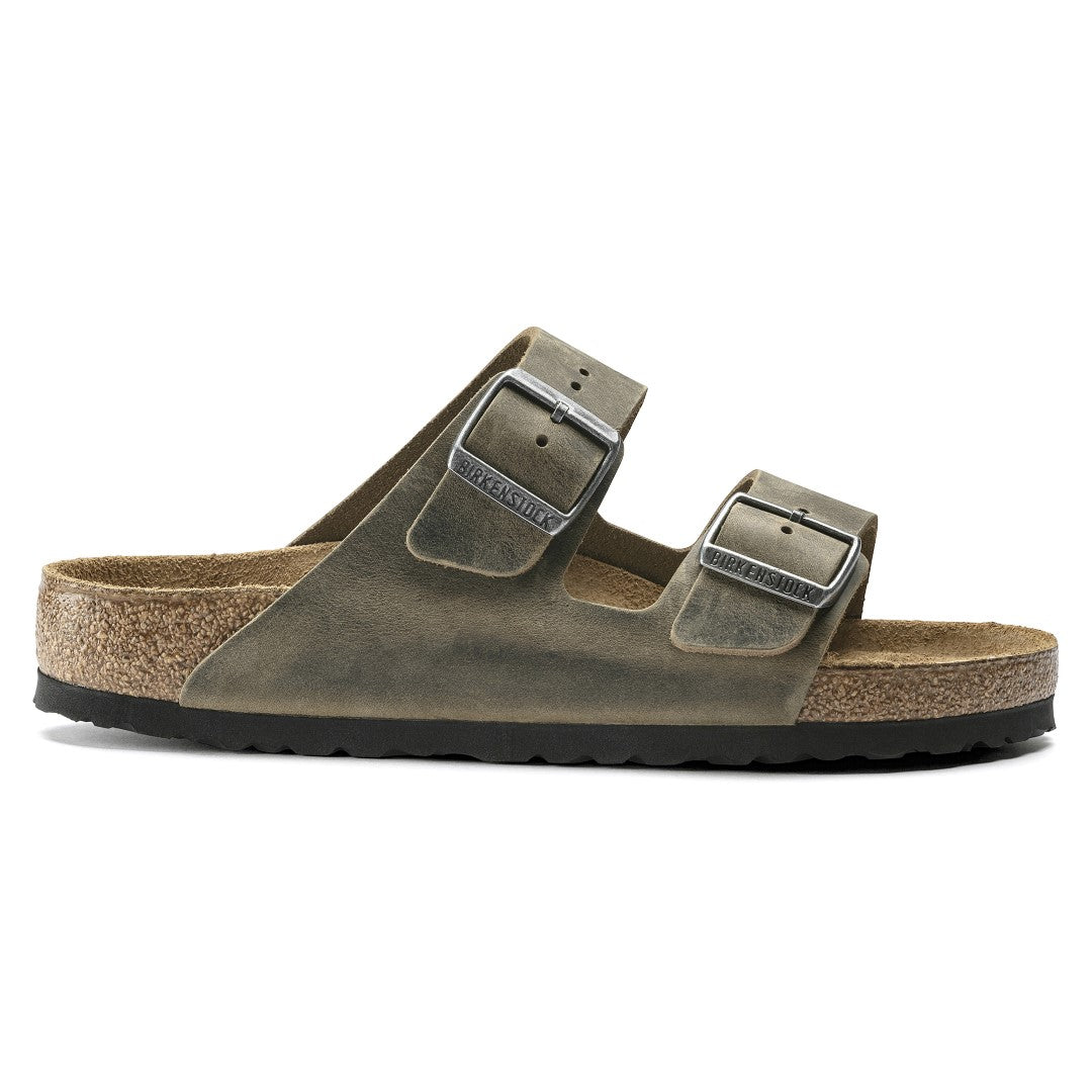 Arizona Soft Footbed Oiled Leather Sandals for Women - Comfortable Faded Khaki Casual Shoes | Perfect for Summer, Beach, and Everyday Wear