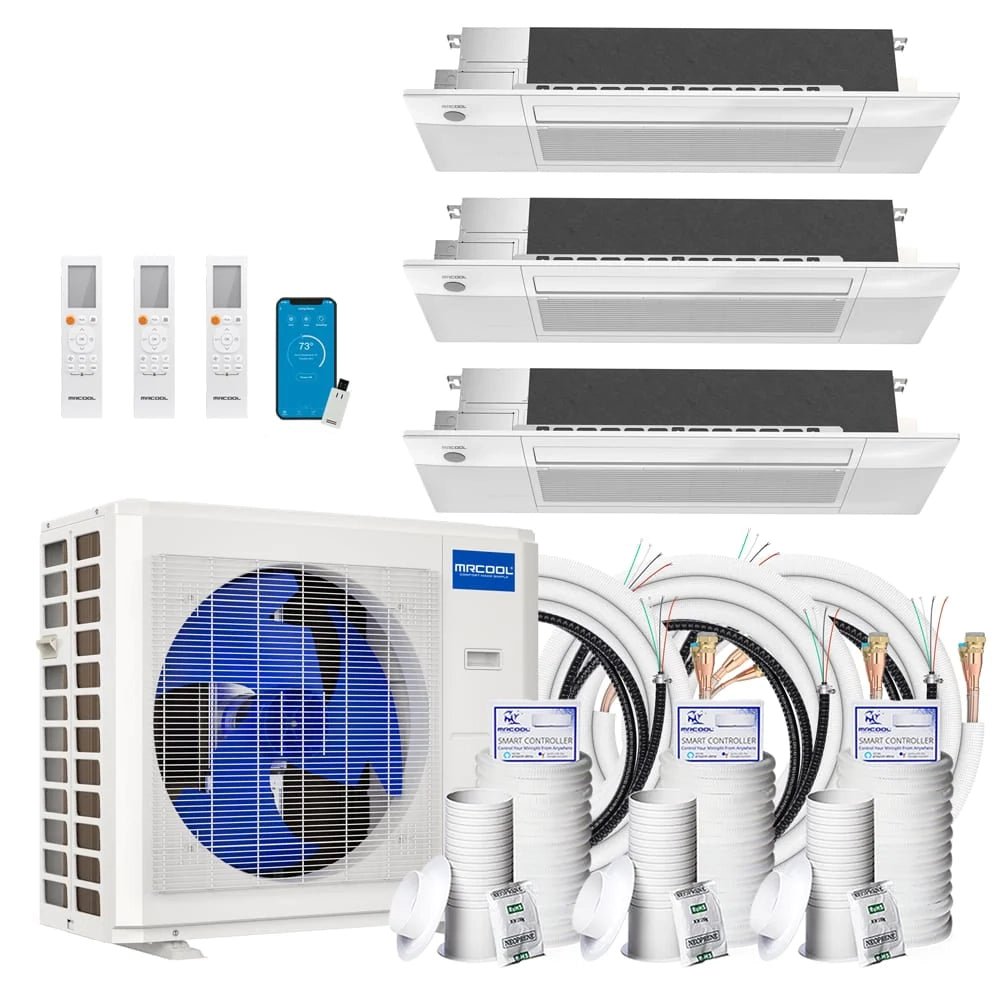 MRCOOL DIY 4th Gen 36,000 BTU 22 SEER 3-Zone Mini Split Air Conditioner and Heat Pump System with Ceiling Cassettes (9K+9K+9K) - Perfect for Home, Office, and Commercial Spaces
