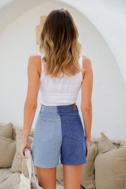 Stylish Two-Tone Denim Shorts for Women - Trendy High Waist Casual Summer Shorts | Perfect for Beach, Outings & Everyday Wear