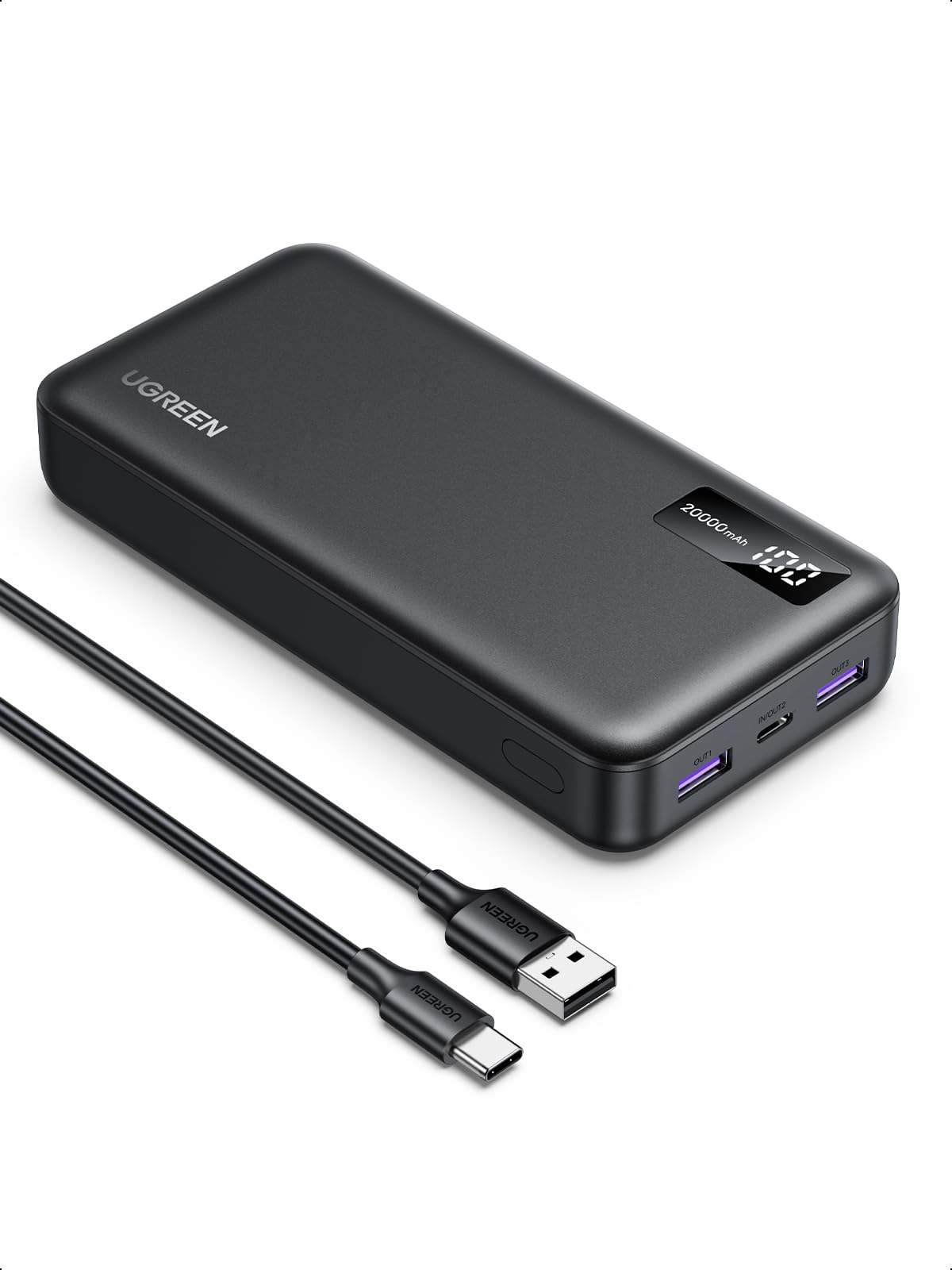 UGREEN 20000mAh Power Bank with 22.5W PD 3.0 Fast Charging, USB C Input/Output & Digital Display - Portable Charger for iPhone 16 Series, Galaxy S25U/S25/S24, iPad, AirPods | Perfect for Travel, Camping & Emergency Power Backup