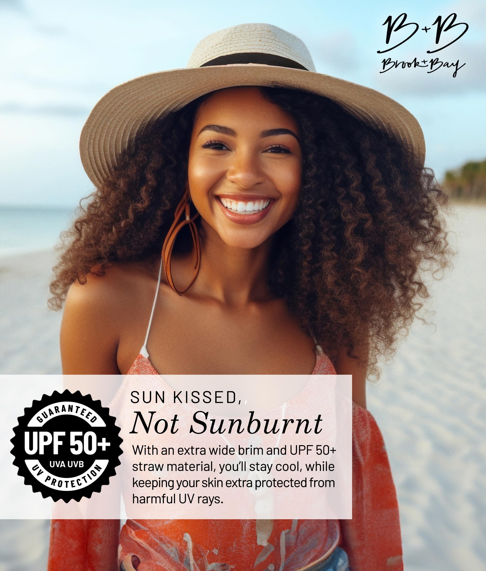 Foldable Beach Hats for Women - Floppy Sun Hats & Roll-Up Straw Hats for Summer Vacation, Wide Brim Sun Protection Hat for Outdoor, Beach, Travel and Gardening