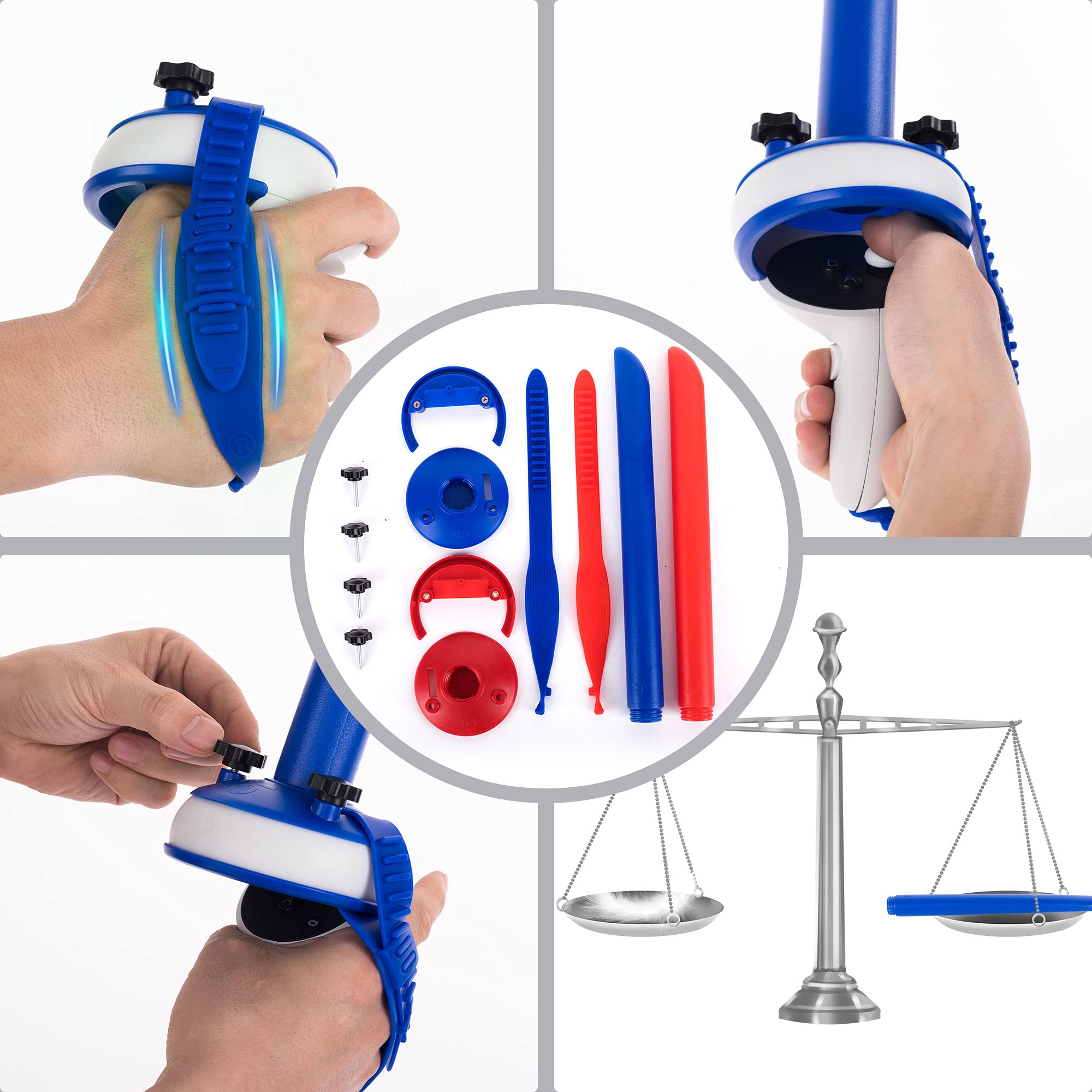 Dual Handle Grips for Oculus Quest 2 Controller - Enhanced Beat Saber Accessories for VR Gaming & Jedi Training Workouts | Perfect for Supernatural Fitness & Immersive Lightsaber Battles