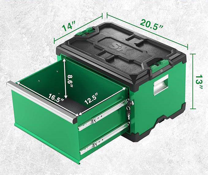 Modular Stackable Storage Tool Box - Heavy Duty 1 Drawer Steel Toolbox for Garage, Workshop & DIY Projects | Organize Tools & Hardware Efficiently