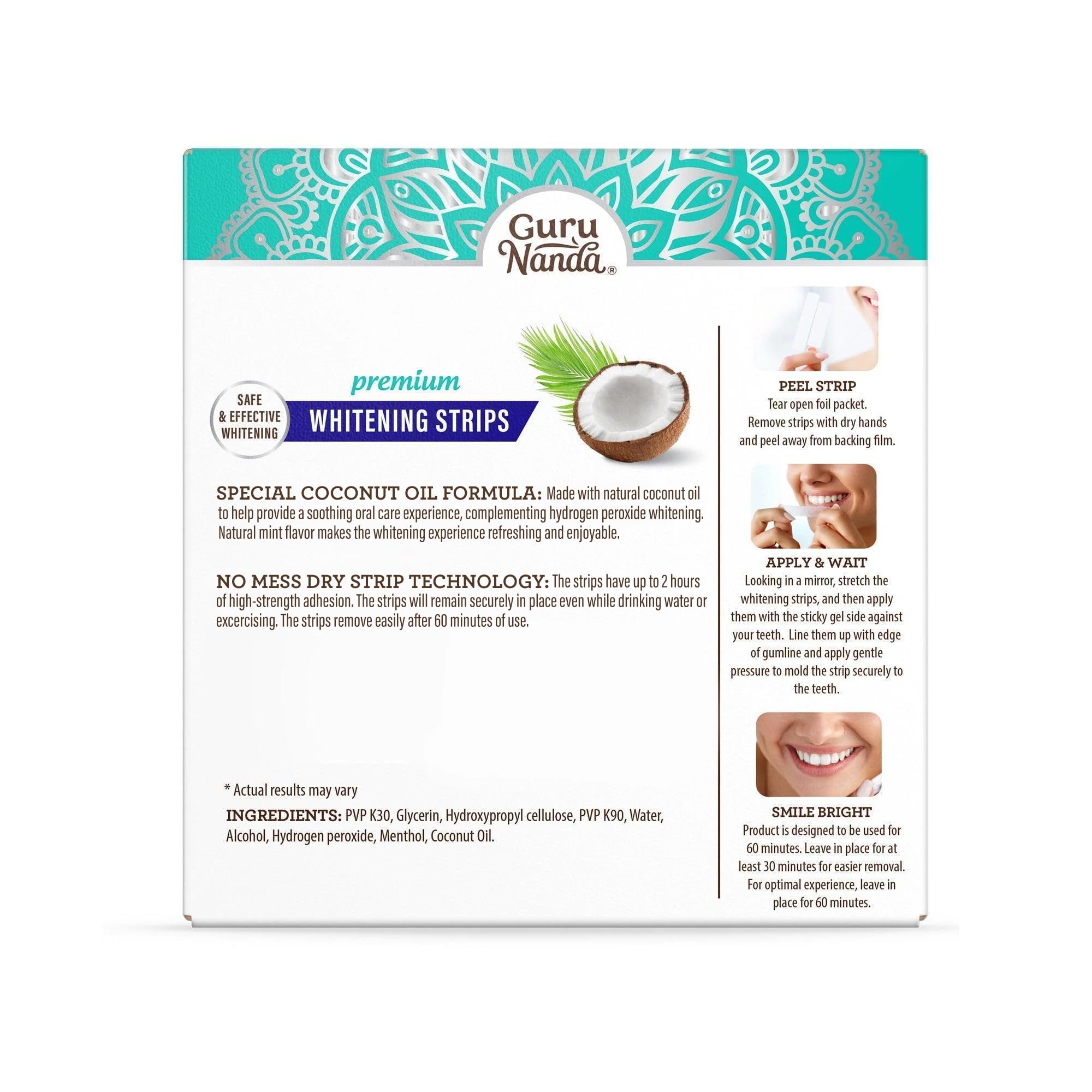 GuruNanda Teeth Whitening Strips - 16-Day Professional Whitening Treatment with Non-Slip Dry Strip Technology for Sensitive Teeth - Brighten Your Smile for Weddings, Job Interviews & Special Occasions