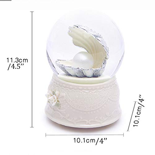 Crystal Music Box with Pearl Snowflake Sequins - Elegant White Musical Gift for Girlfriend, Little Girls - Perfect for Birthdays, Anniversaries & Home Decor