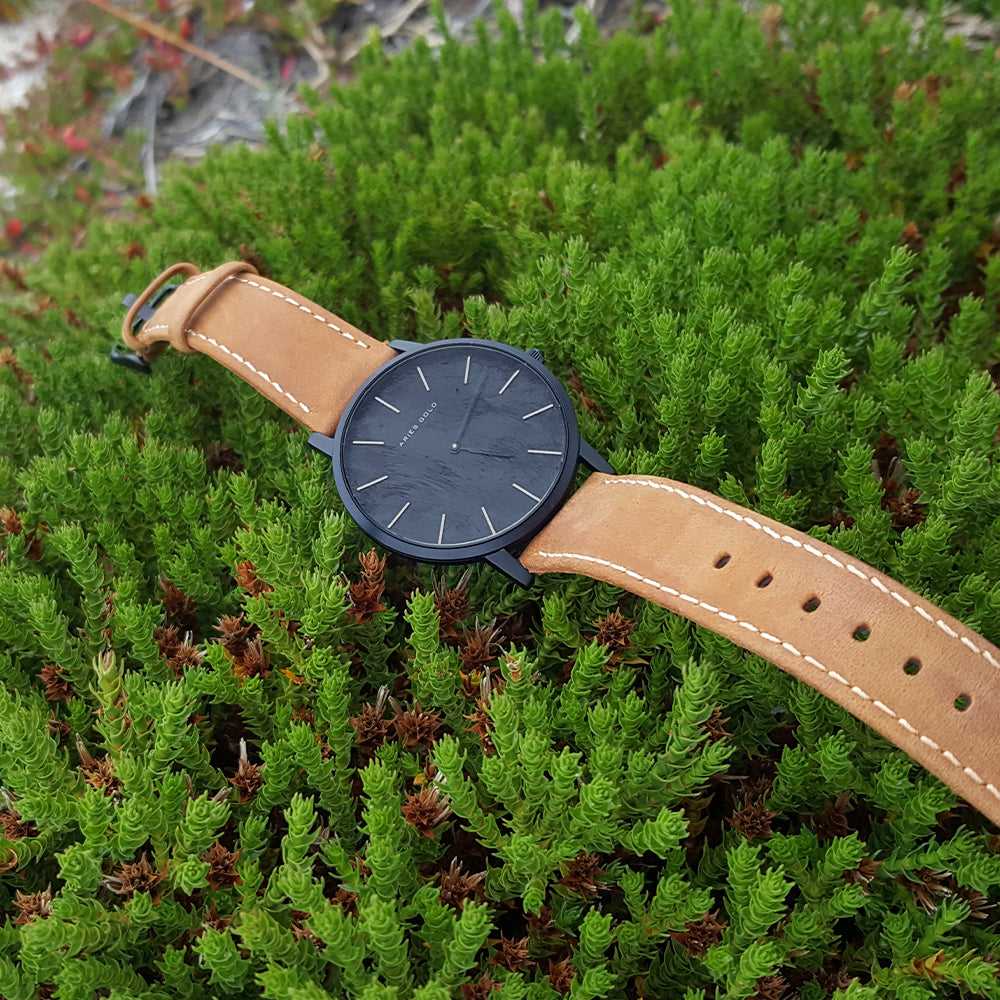 ARIES GOLD URBAN SANTOS Black Stainless Steel Women's Watch with Brown Leather Strap - Fashionable Timepiece for Casual Wear, Office & Special Occasions
