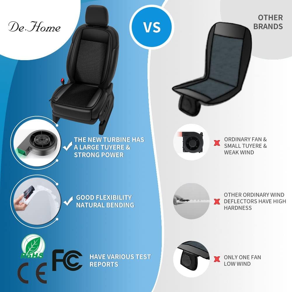 12V Cooling Car Seat Cushion with 10 Fans & 3 Temperature Settings - Fast 15-Second Cooling for Summer Driving - Breathable Air Conditioned Seat Cover - Perfect for Hot Weather Commutes & Road Trips (Gray, 1 Pack)