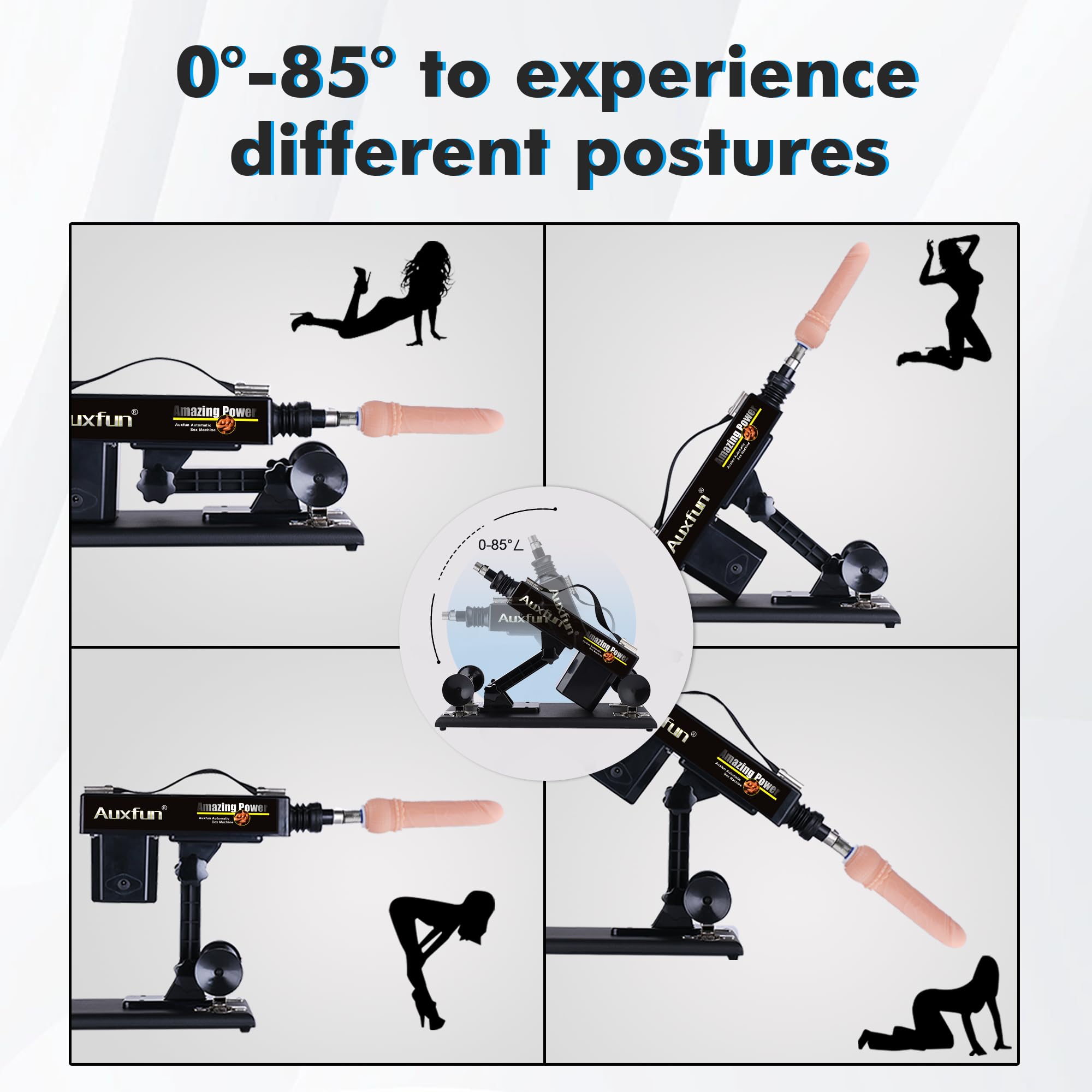 AUXFUN Automatic Thrusting Sex Machine for Couples - 8 Attachments, Suction Cup Base & 3 XLR Connectors - Powerful Fucking Machine for Male & Female - Perfect for Bedroom, BDSM & Solo Play