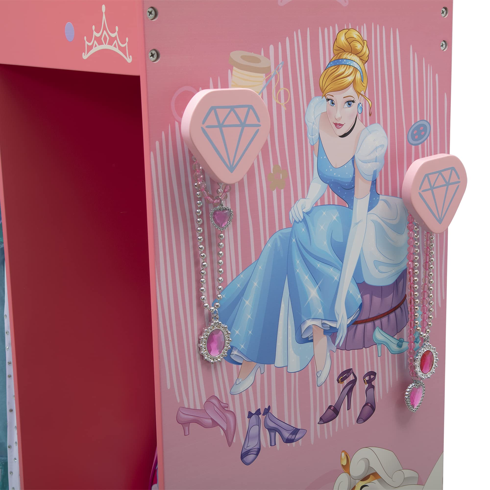 Disney Princess Dress Up Wardrobe & Play Closet for Kids - Pink Pretend Play Storage with Mirror & Shelves by Delta Children | Perfect for Dress-Up Games, Birthday Gifts & Bedroom Decor