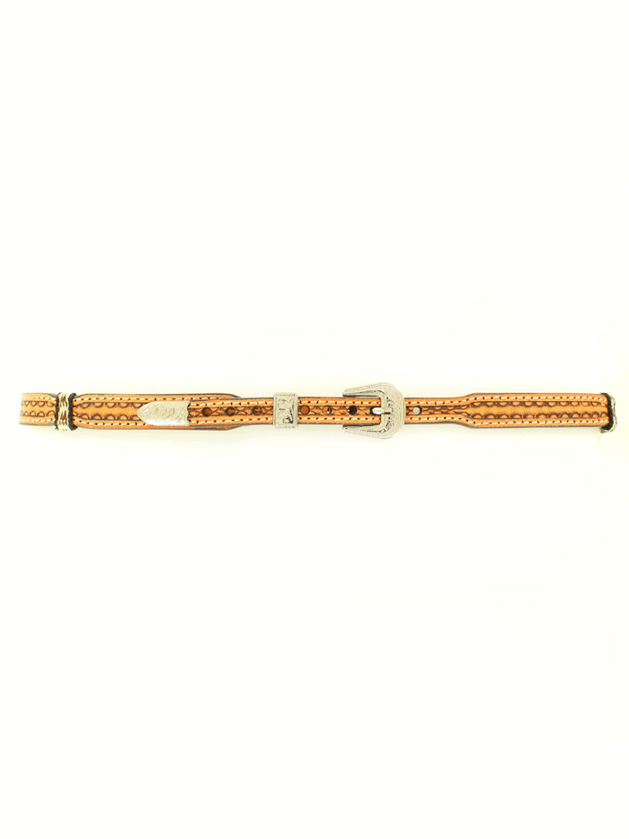 Nocona 0204408 Tooled Scalloped Leather Hatband for Cowboy Hats - Tan Western Style Accessory - Perfect for Rodeo, Ranch Work & Country Fashion